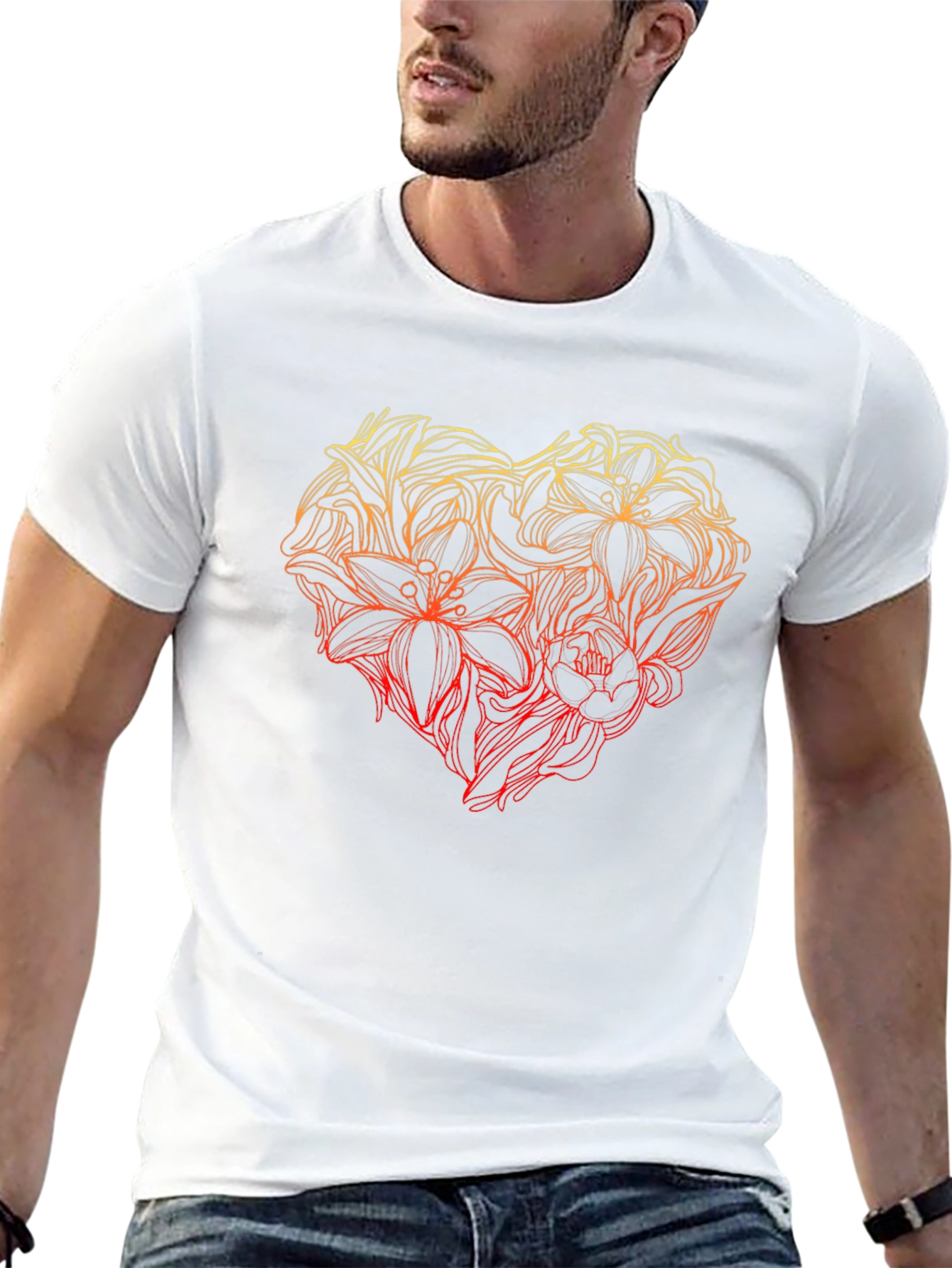Floral Heart Graphic Tee - Black