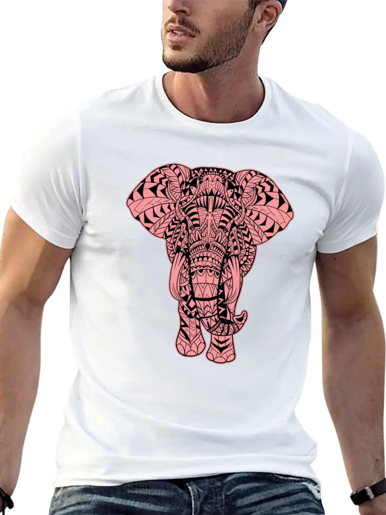 Elephant Graphic Print Black Tee