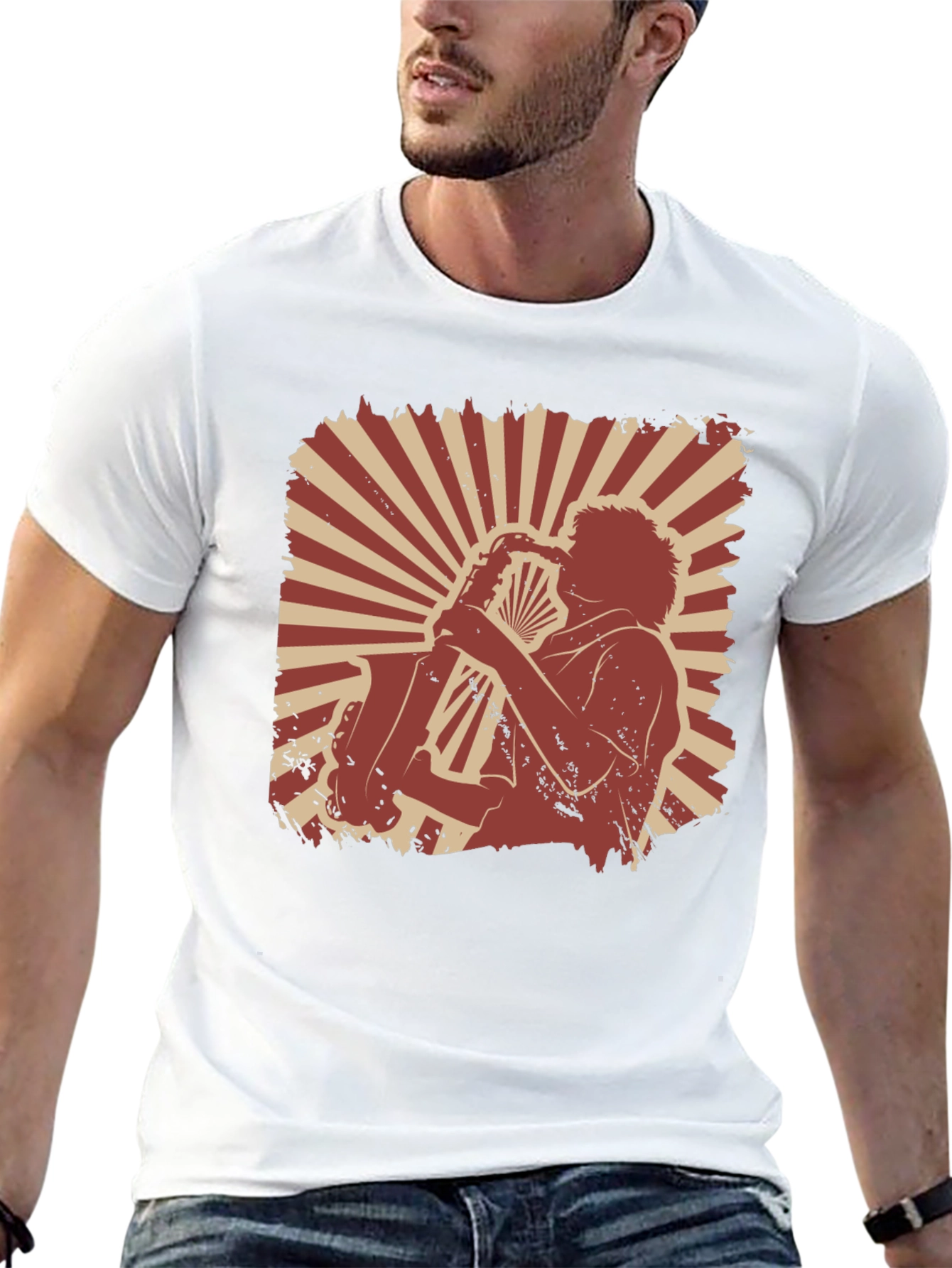 Saxophone Player Graphic Black T-Shirt