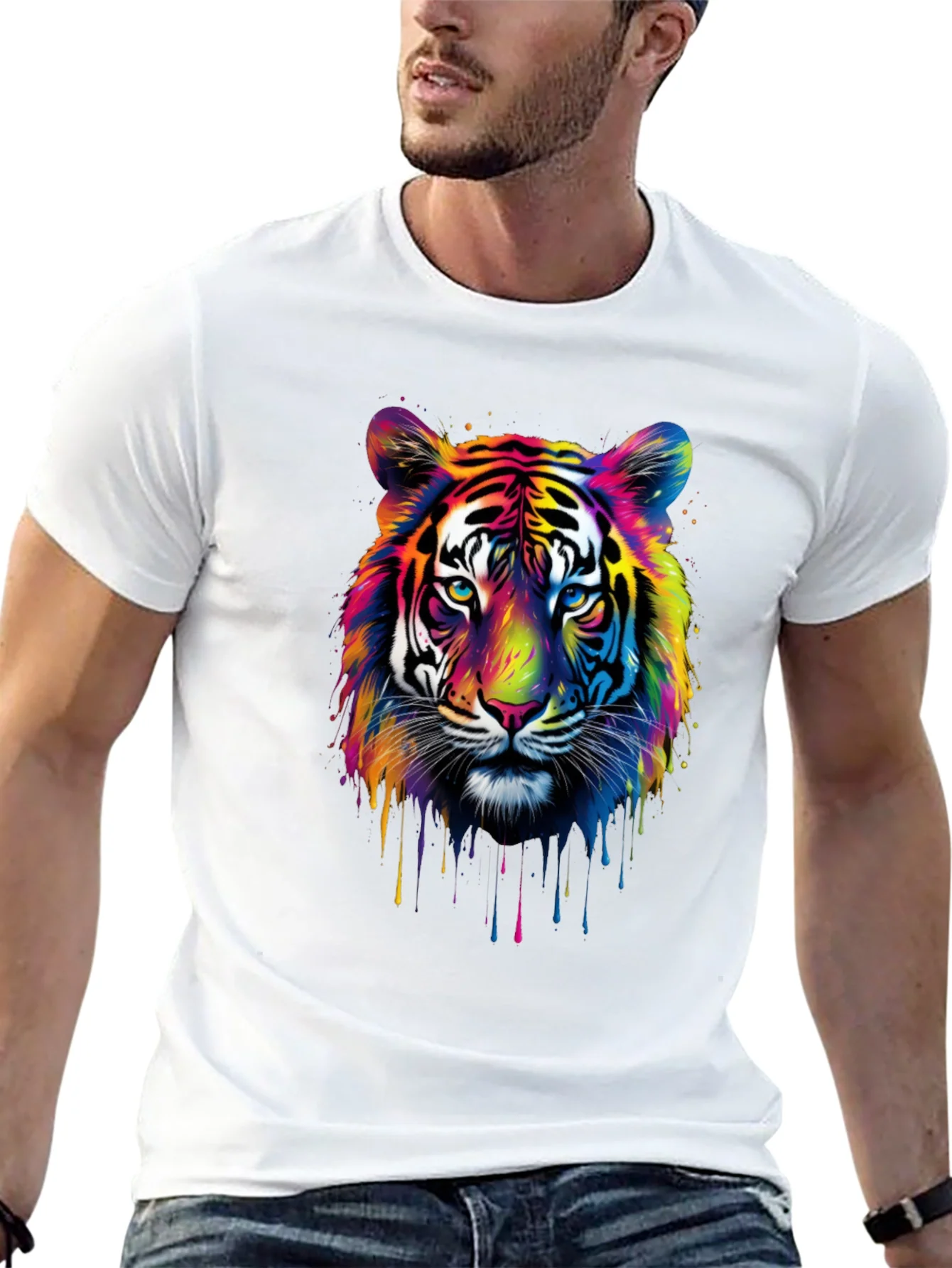 Colorful Tiger Graphic T-Shirt