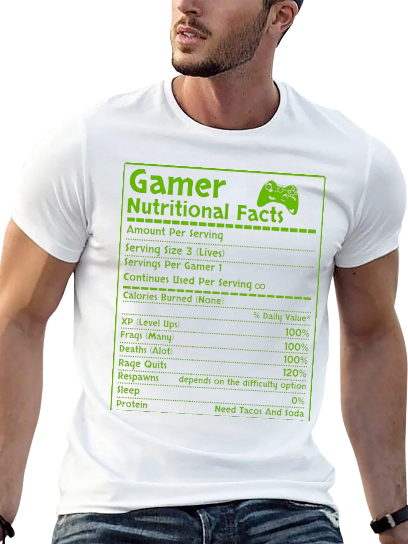 Gamer Nutritional Facts T-Shirt - Funny Gaming Tee