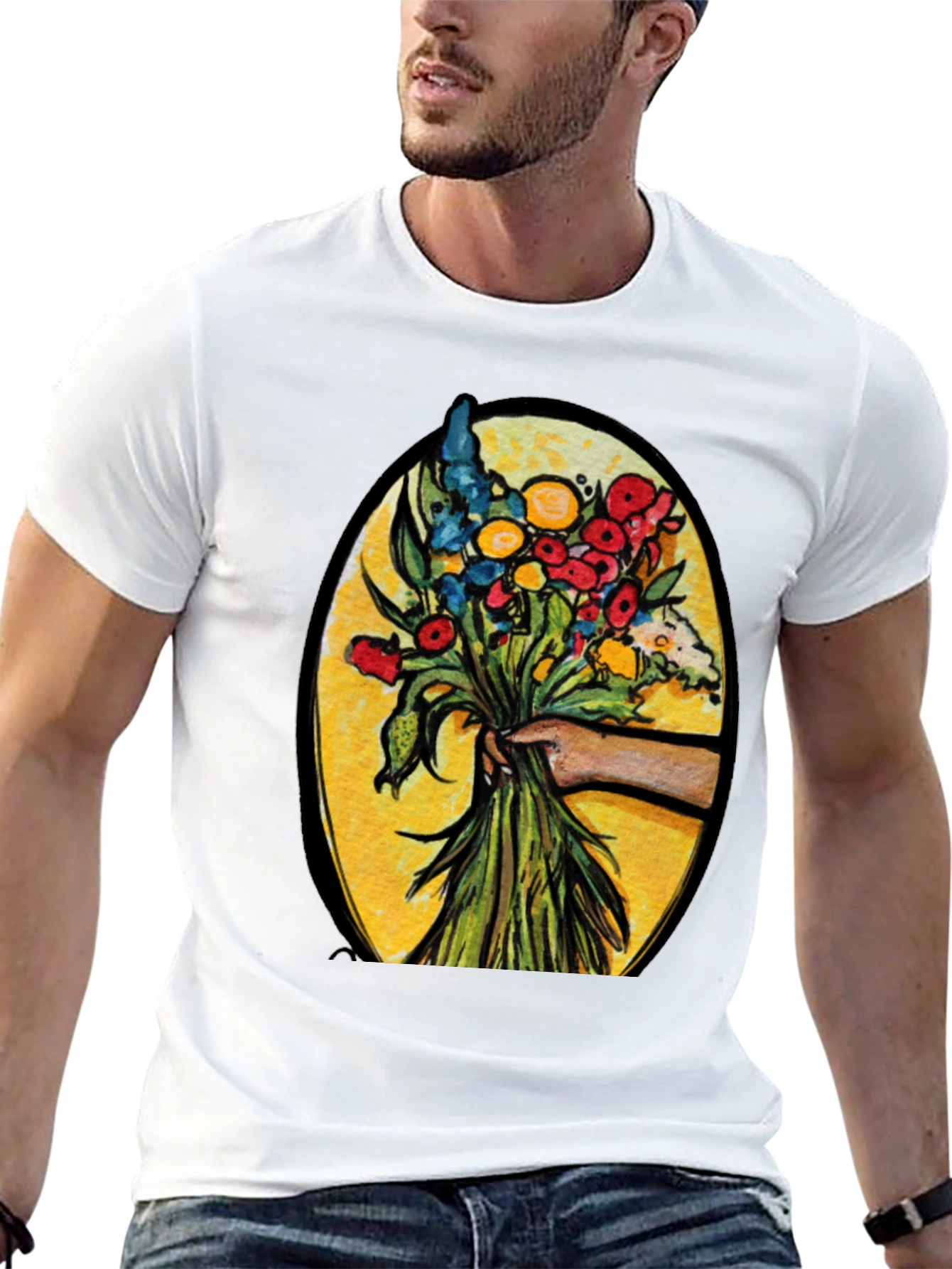 Floral Bouquet Graphic T-Shirt - Artistic Design