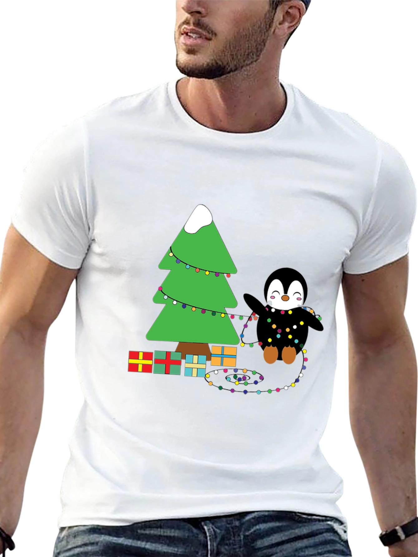 Festive Penguin Christmas Tree T-Shirt