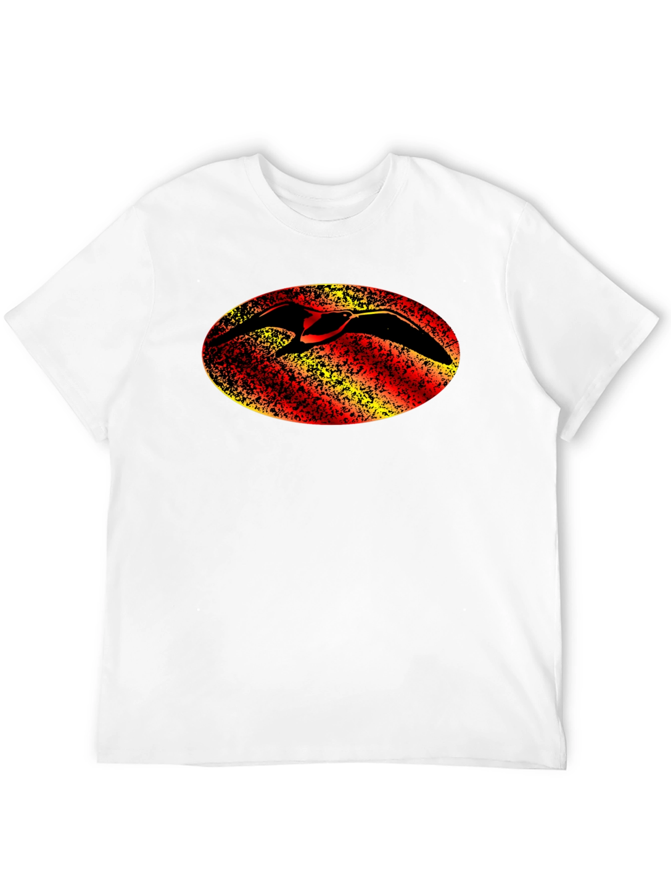 Black T-Shirt with Bird Oval Design