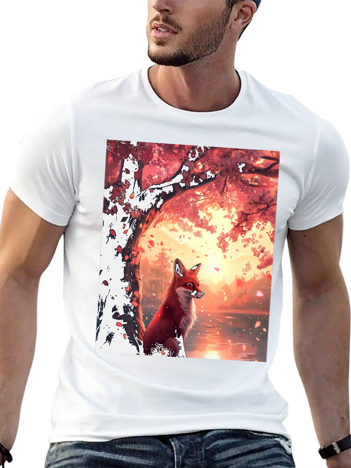 Fox in Autumn Scene Graphic Tee