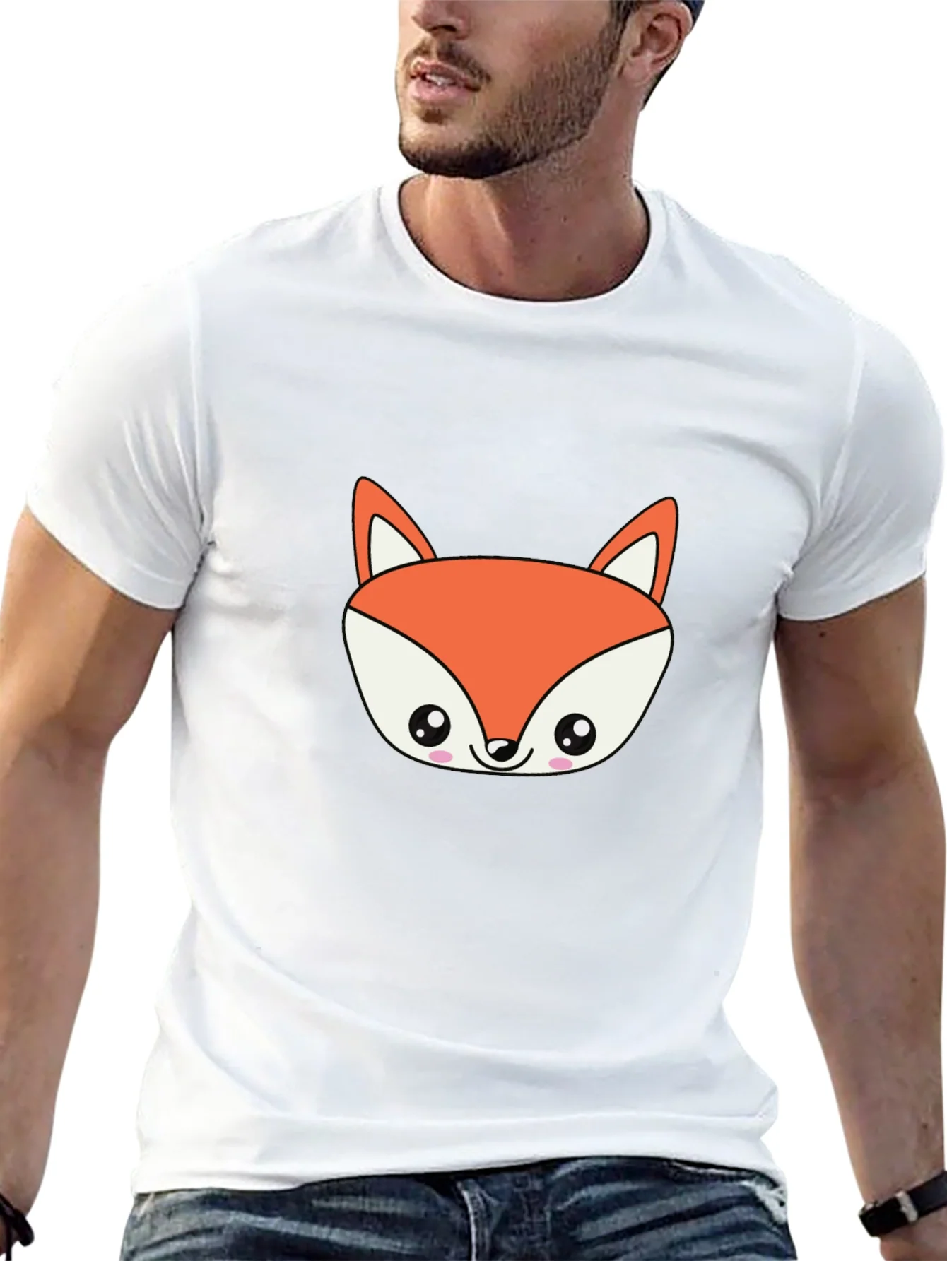 Cute Fox Graphic Black T-Shirt