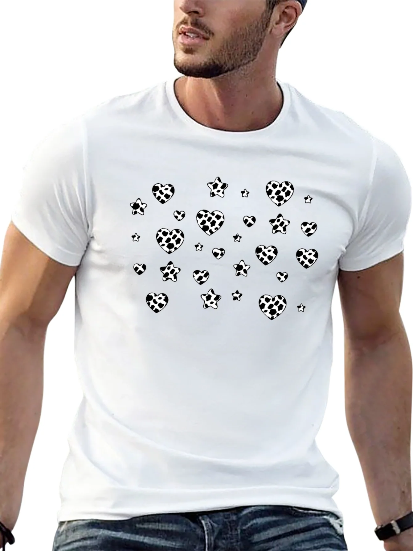 Black T-Shirt with Heart & Spot Pattern