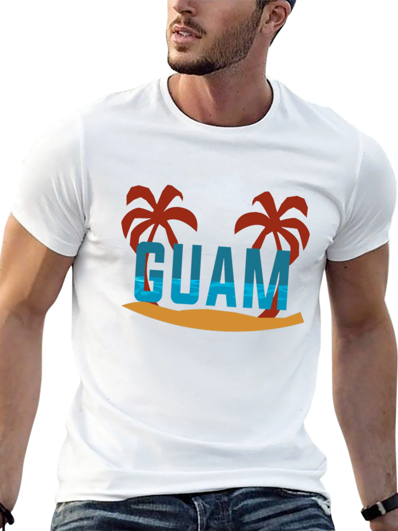 Guam Palm Tree Graphic Tee - Tropical Island Style