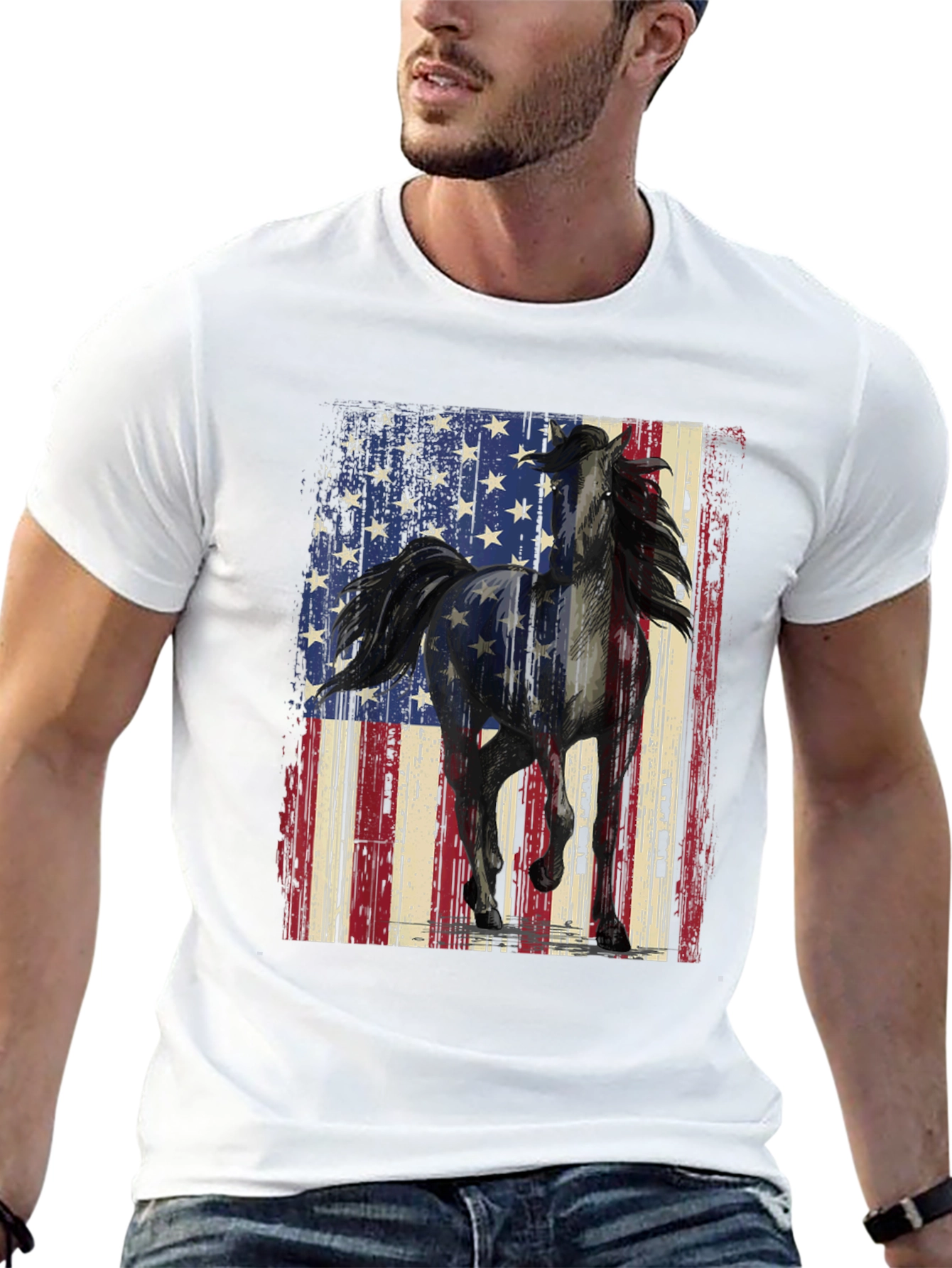 American Flag Horse Graphic Tee