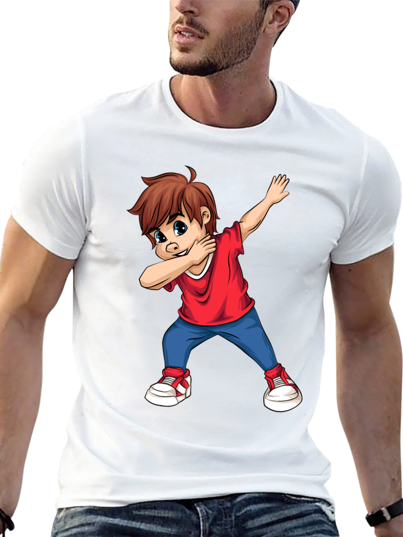 Dabbing Kid Graphic Tee - Cool Cartoon Boy T-Shirt