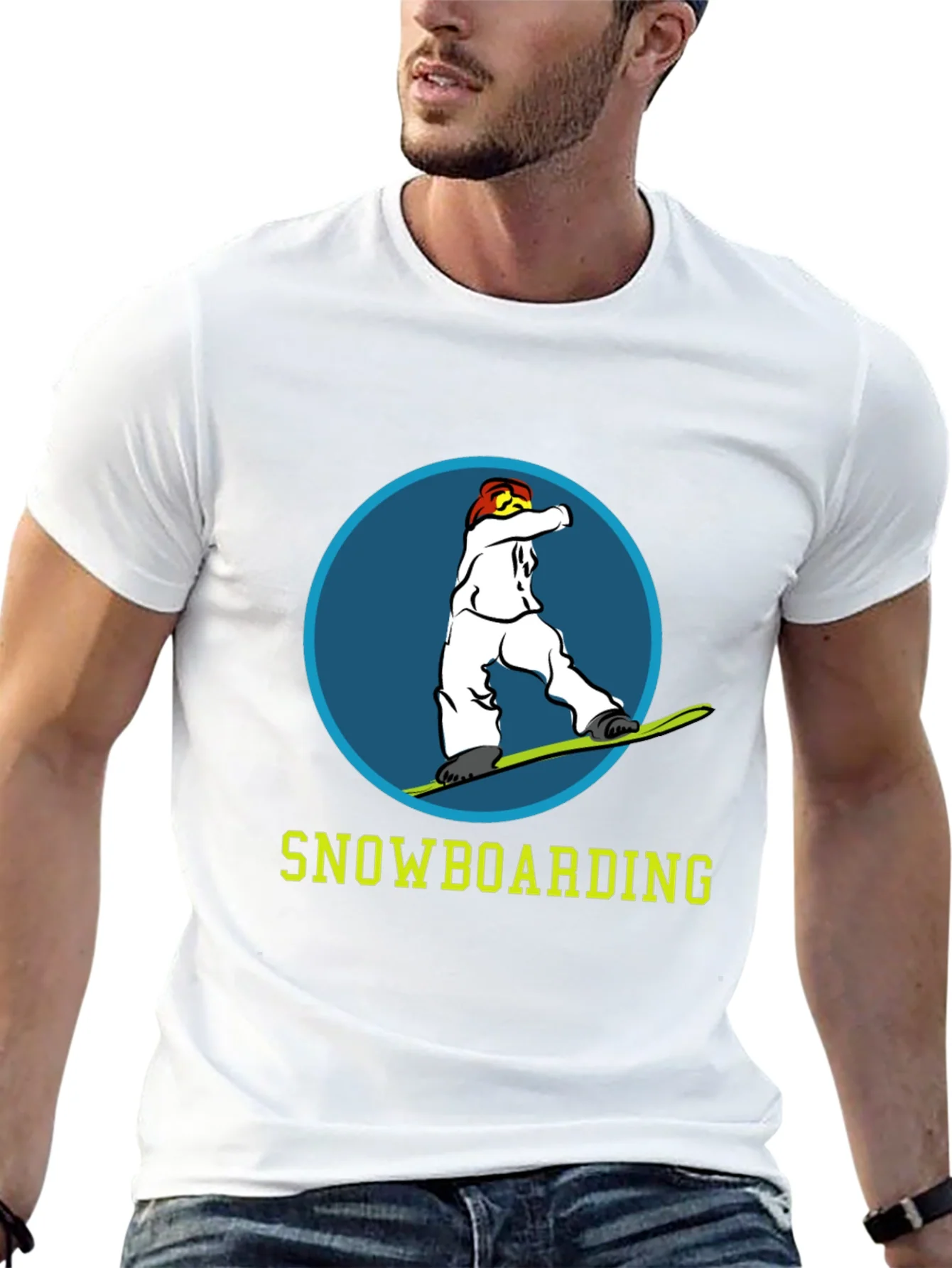 Snowboarding Graphic Tee - Black Cotton T-Shirt