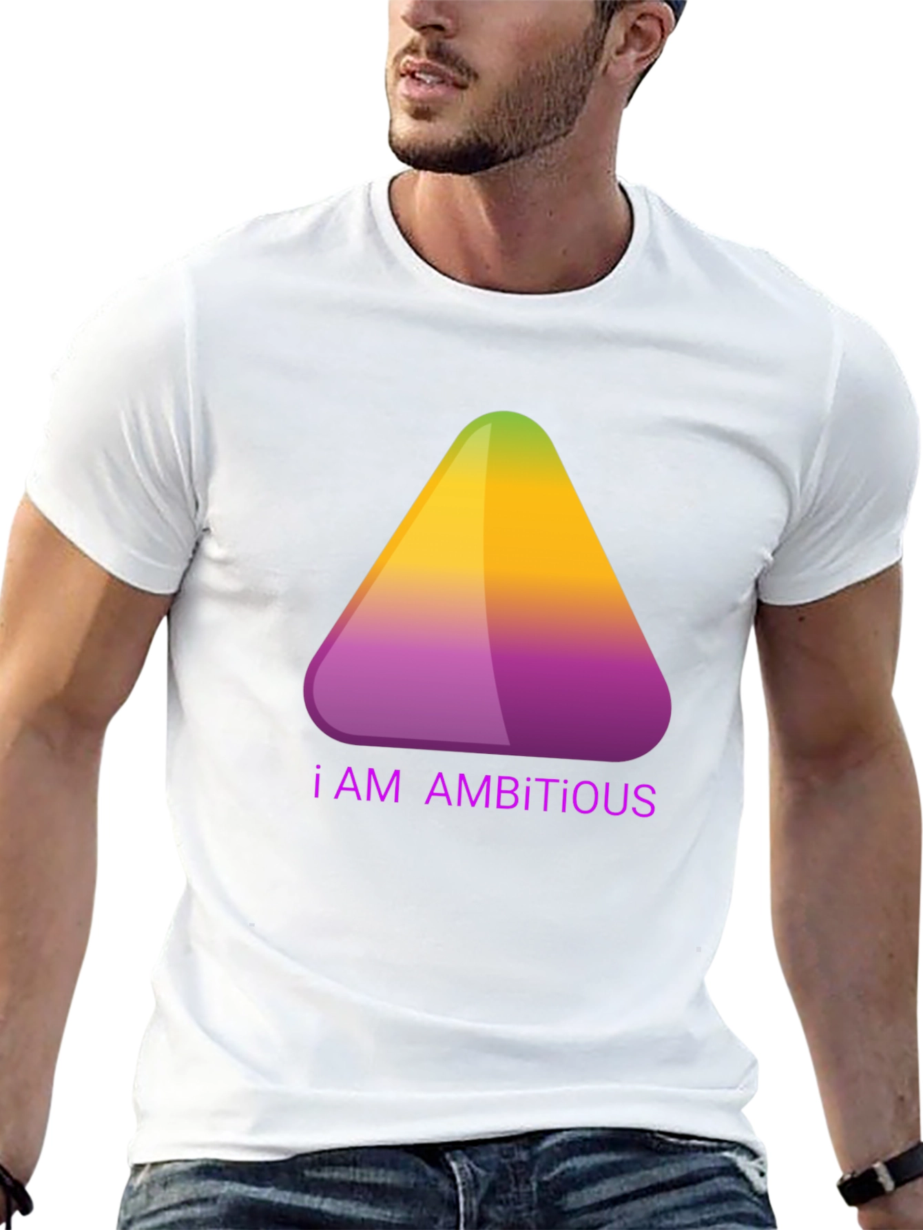 Ambitious Gradient Triangle Graphic T-Shirt