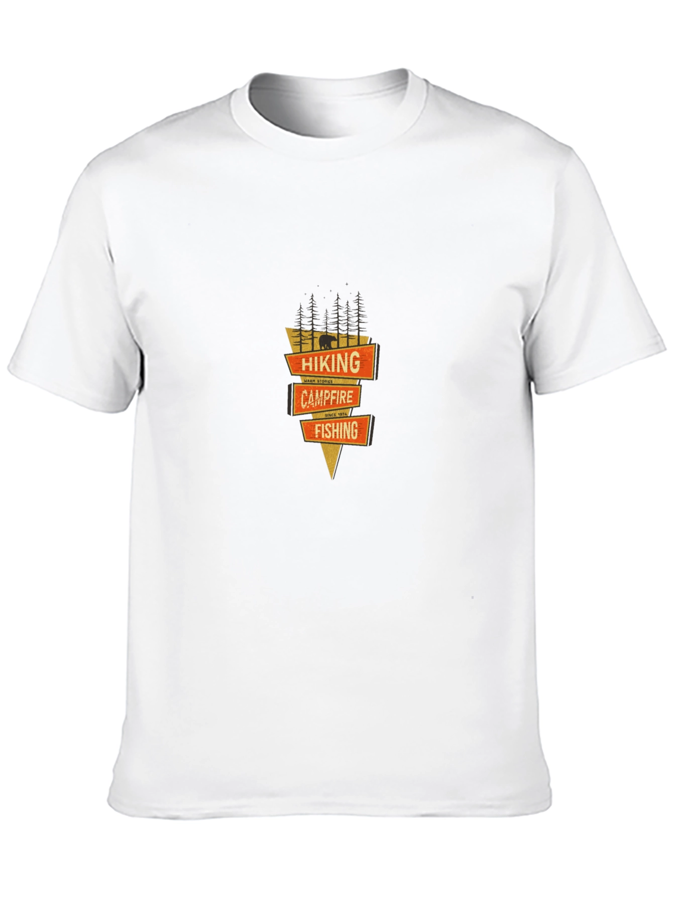 Hiking Campfire Fishing Graphic Tee - Black