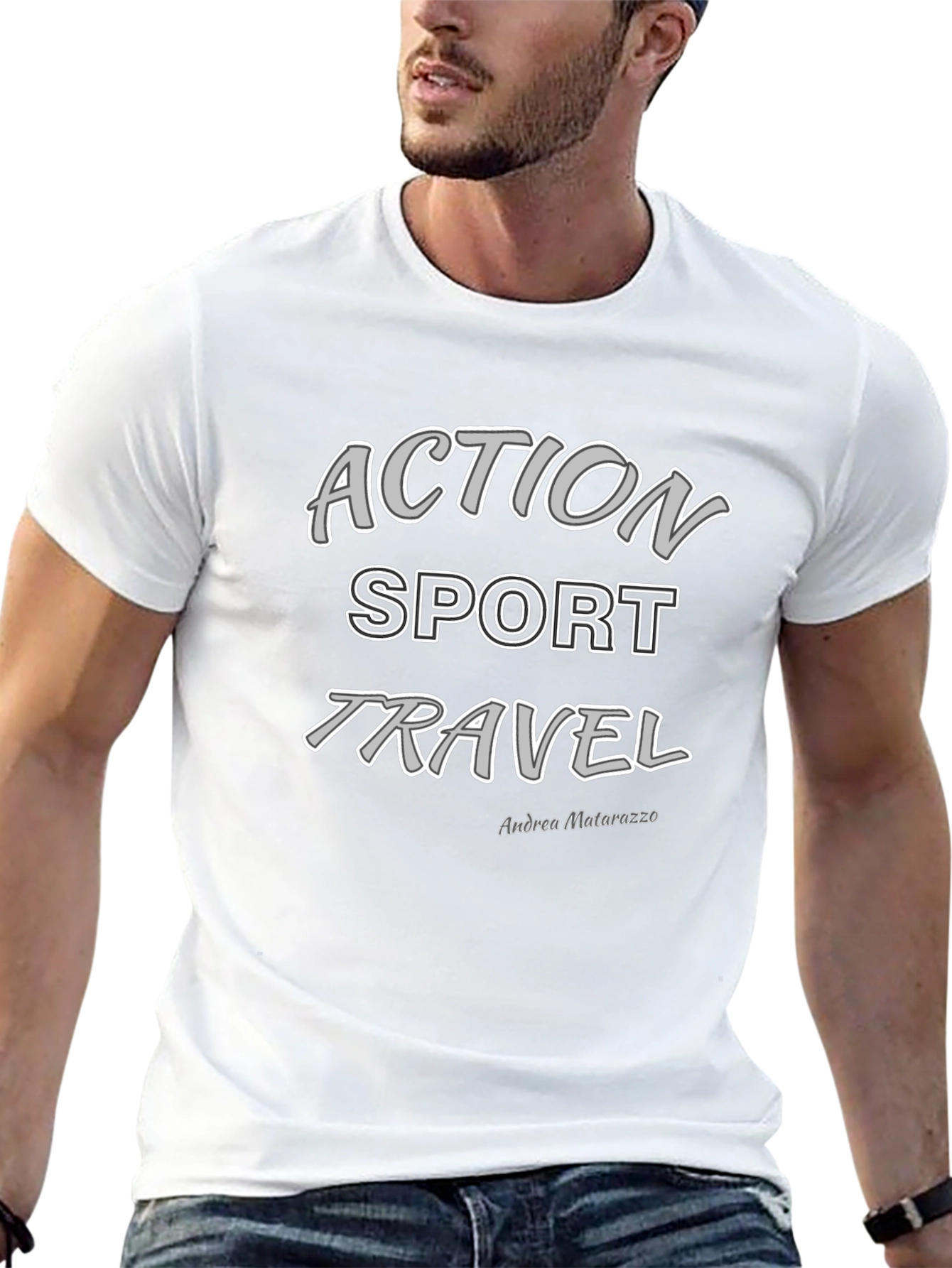 Action Sport Travel Black Graphic T-Shirt