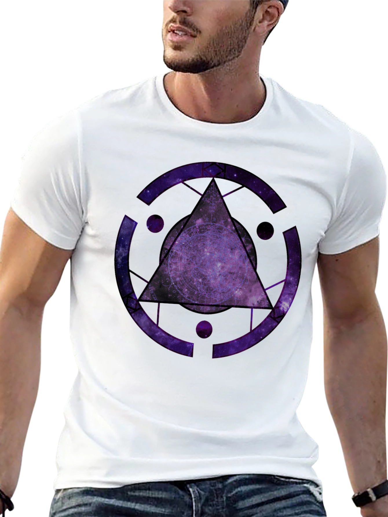 Cosmic Triangle Graphic Black T-Shirt