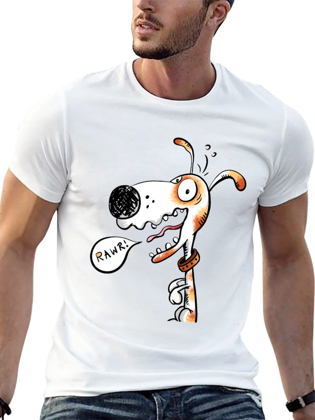 Funny Dog Graphic T-Shirt - RAWR! Black Cotton Tee