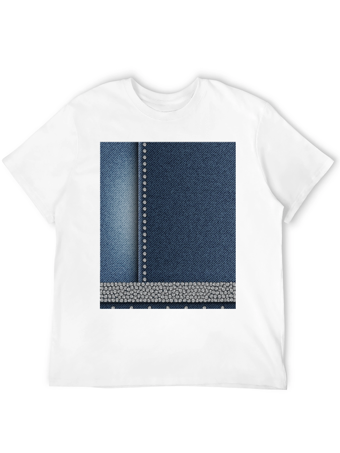 Denim Style T-Shirt with Rhinestone Detail