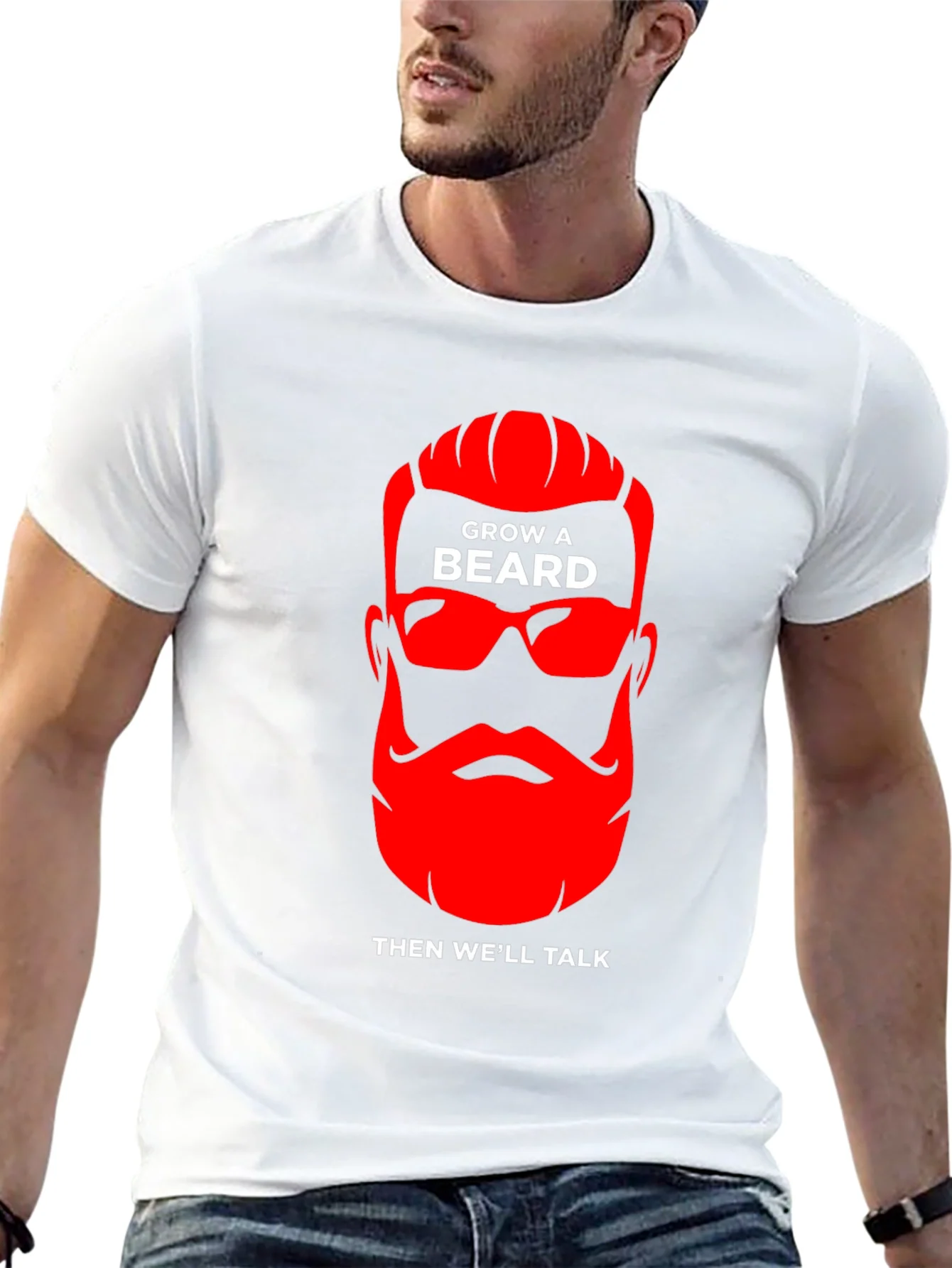 Grow a Beard T-Shirt - Funny Slogan Tee