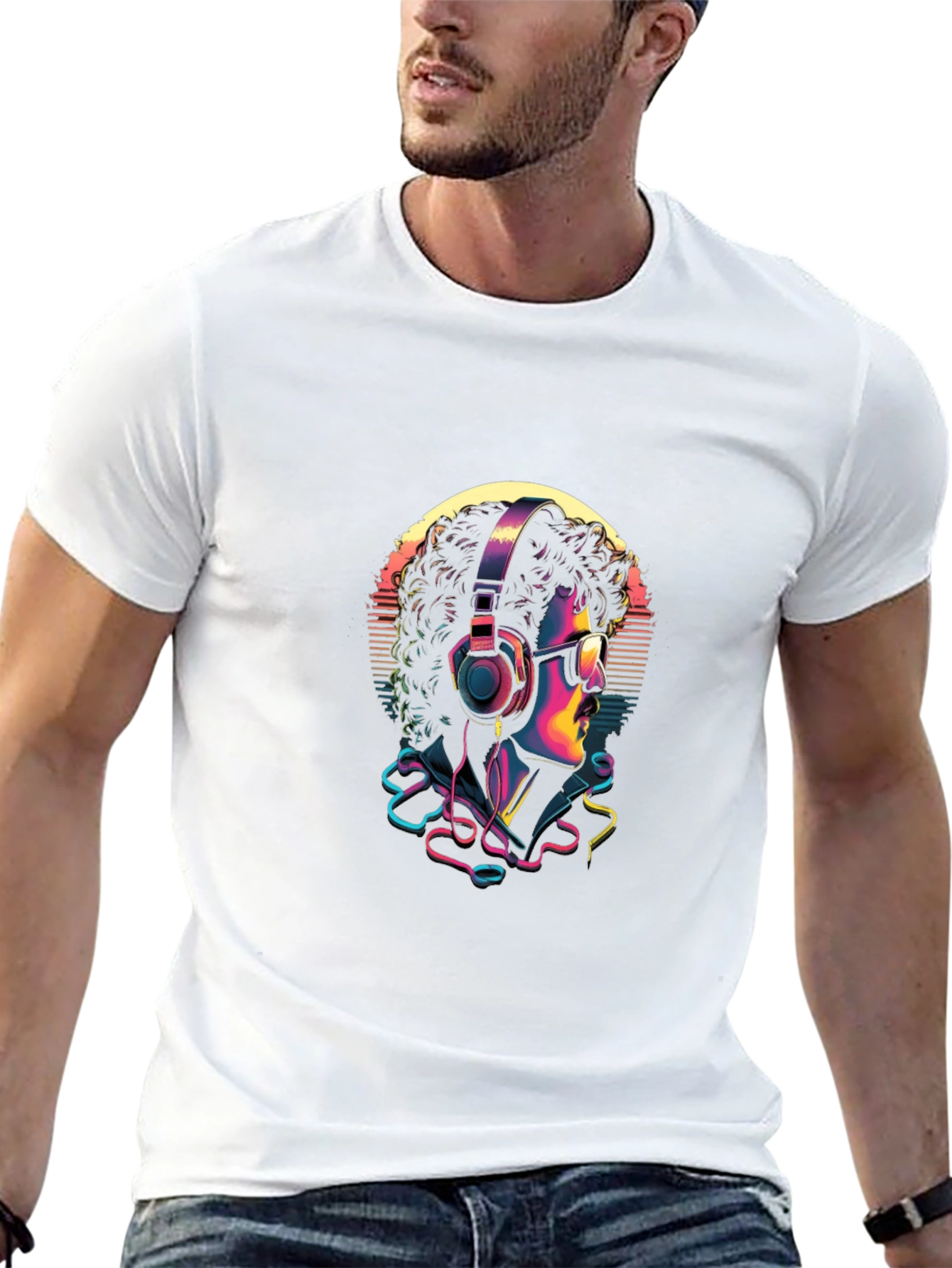 Retro Music Lover Graphic Tee - Black