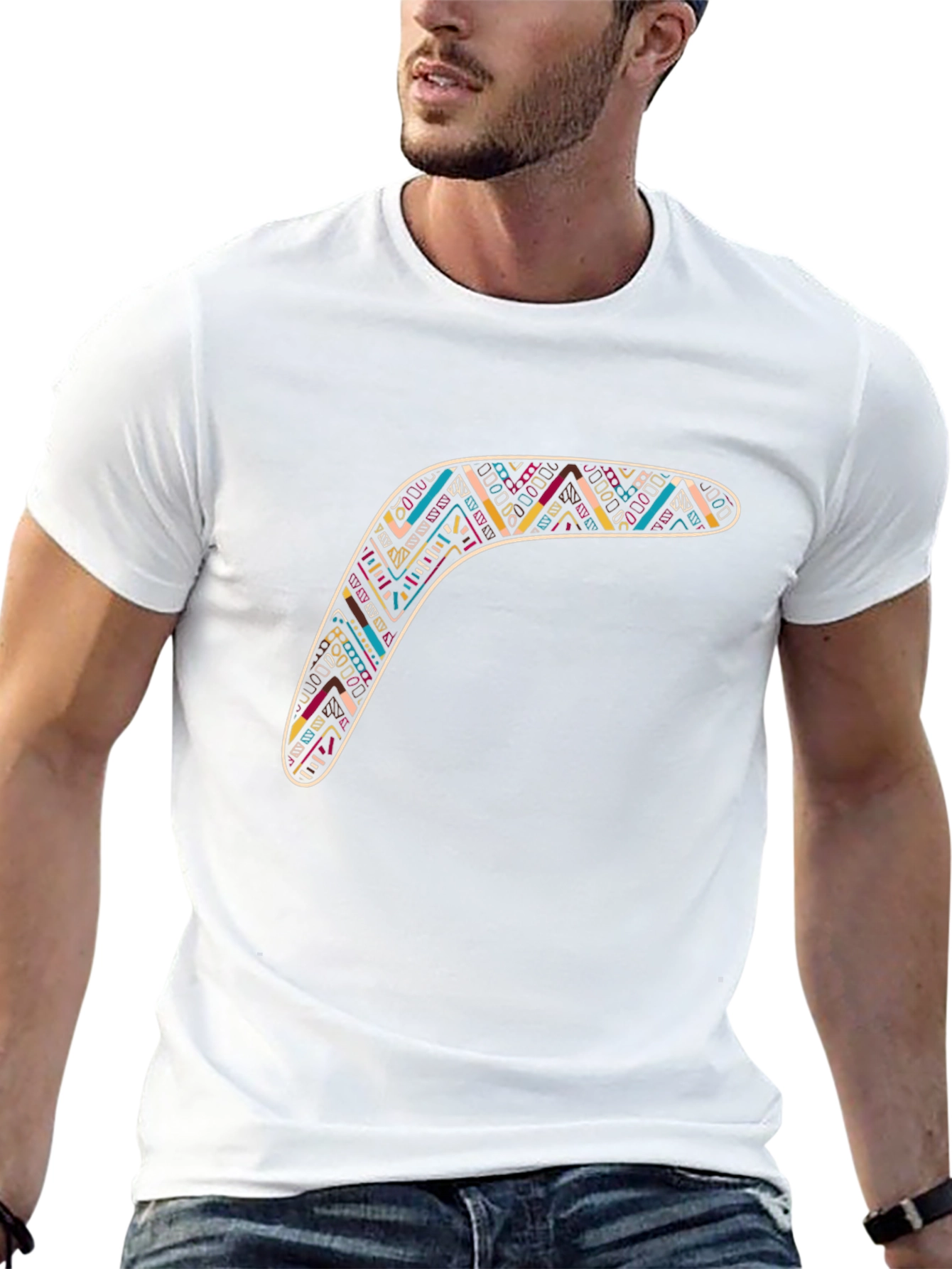 Boomerang Graphic Tee - Stylish Tribal Design