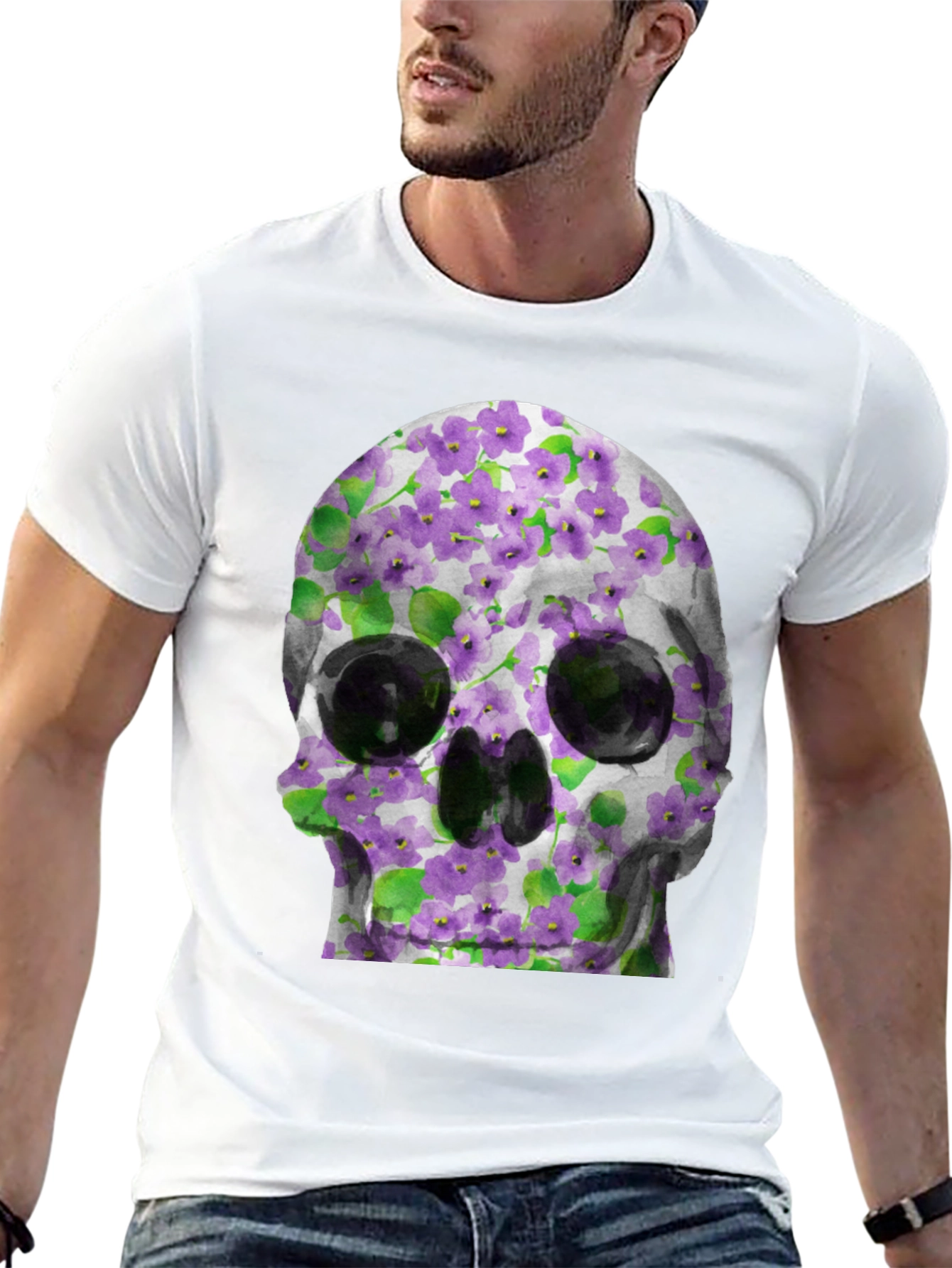 Floral Skull Graphic Tee - Unique Style