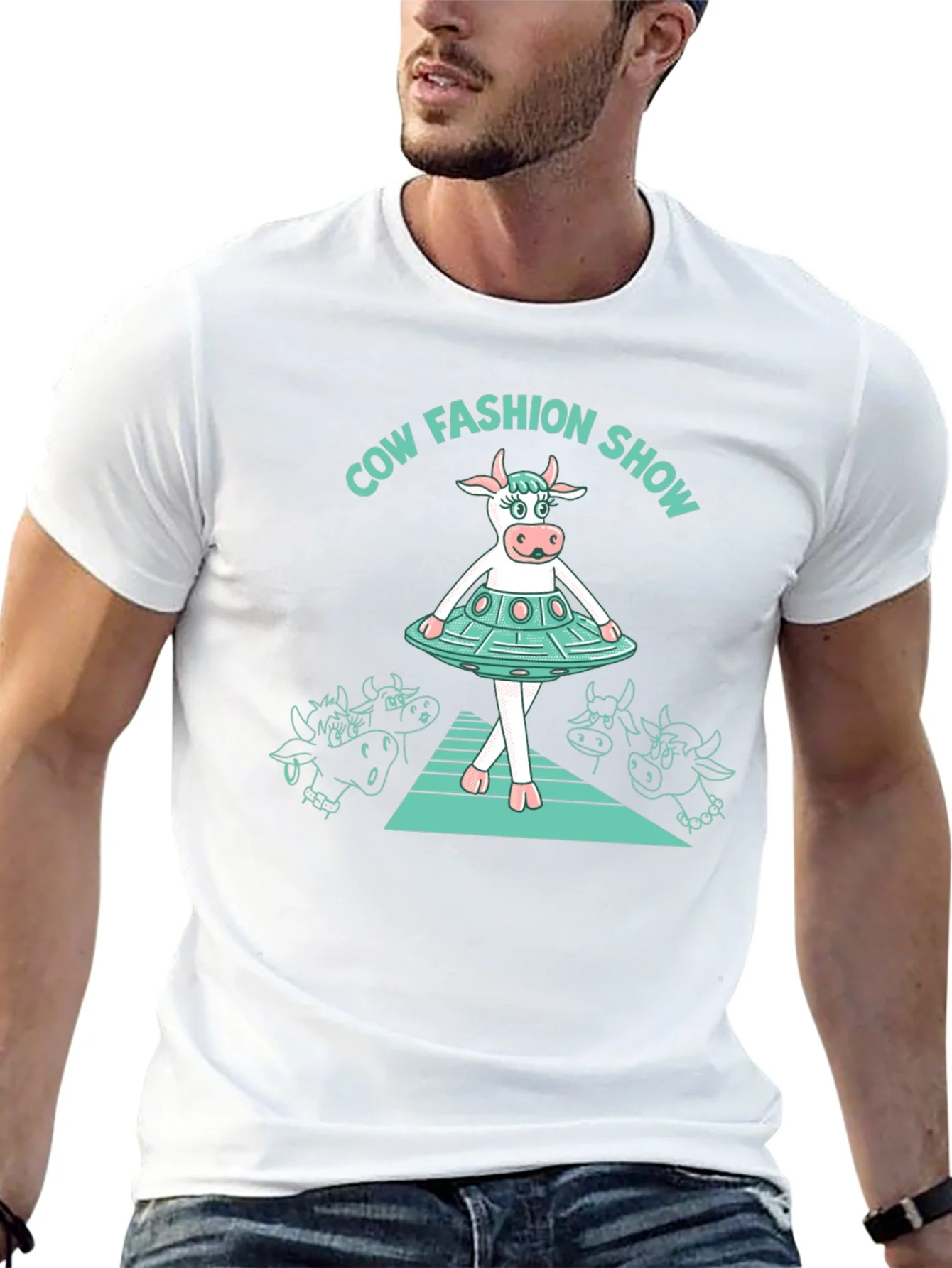 Cow Fashion Show Black T-Shirt