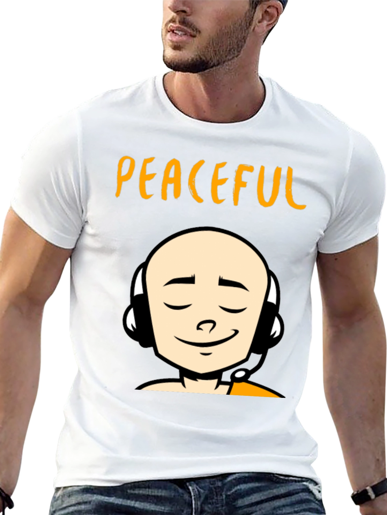 Peaceful Monk Graphic T-Shirt - Black Crew Neck Tee
