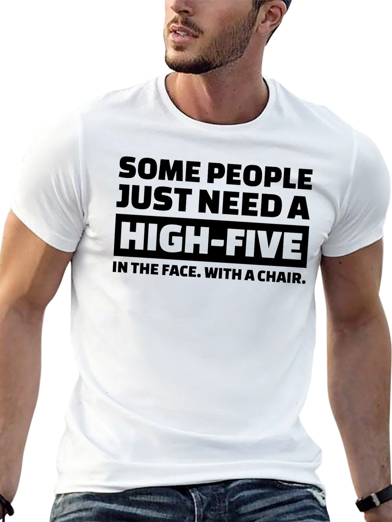 Sarcastic Graphic Tee: High-Five with a Chair
