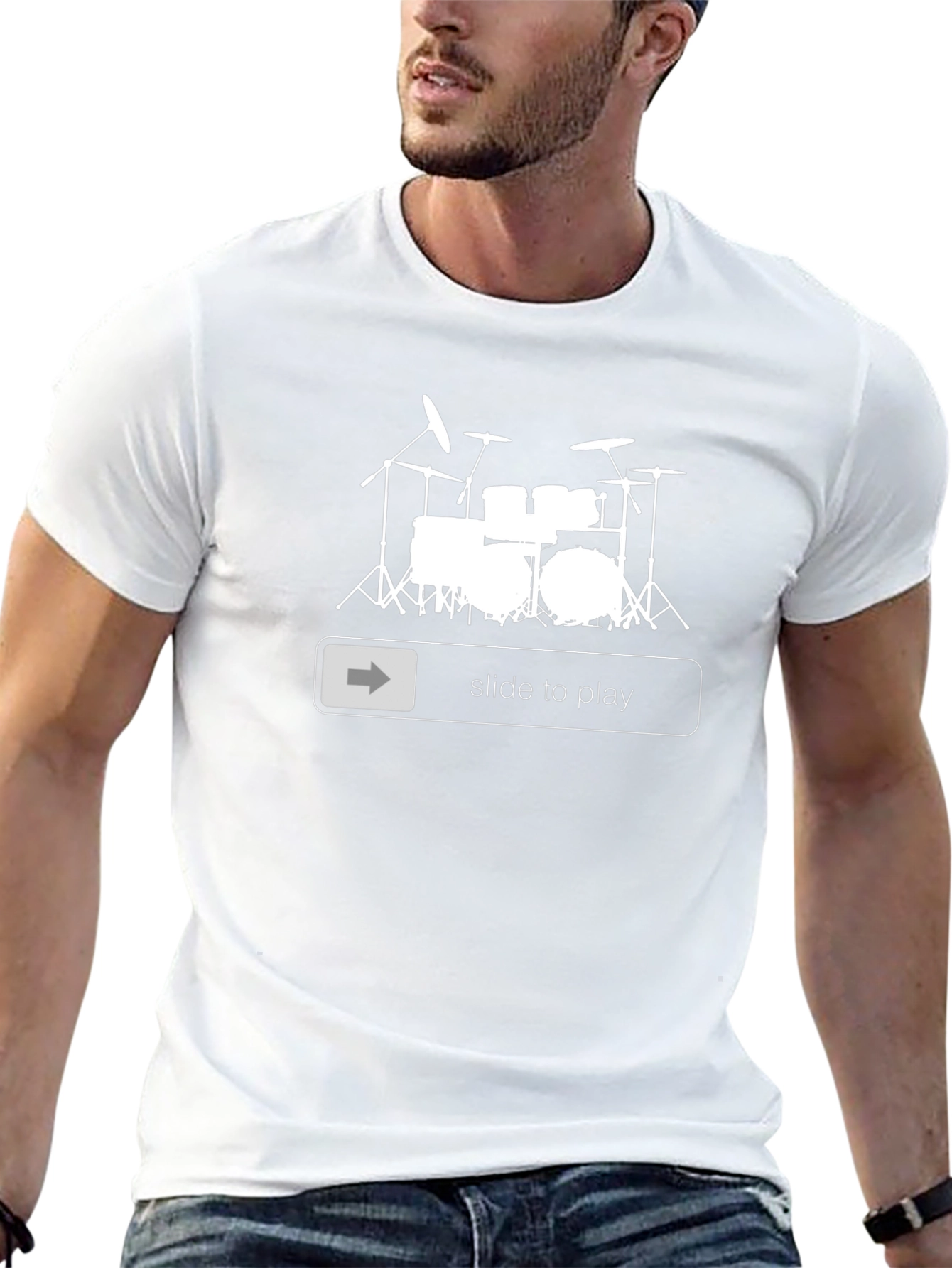 Drum Set Slide To Play Black T-Shirt