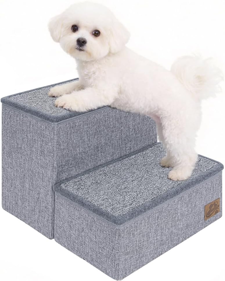 AKOZLIN Dog Stairs, With Storage, 2 Tier Dog Steps - Latest Style