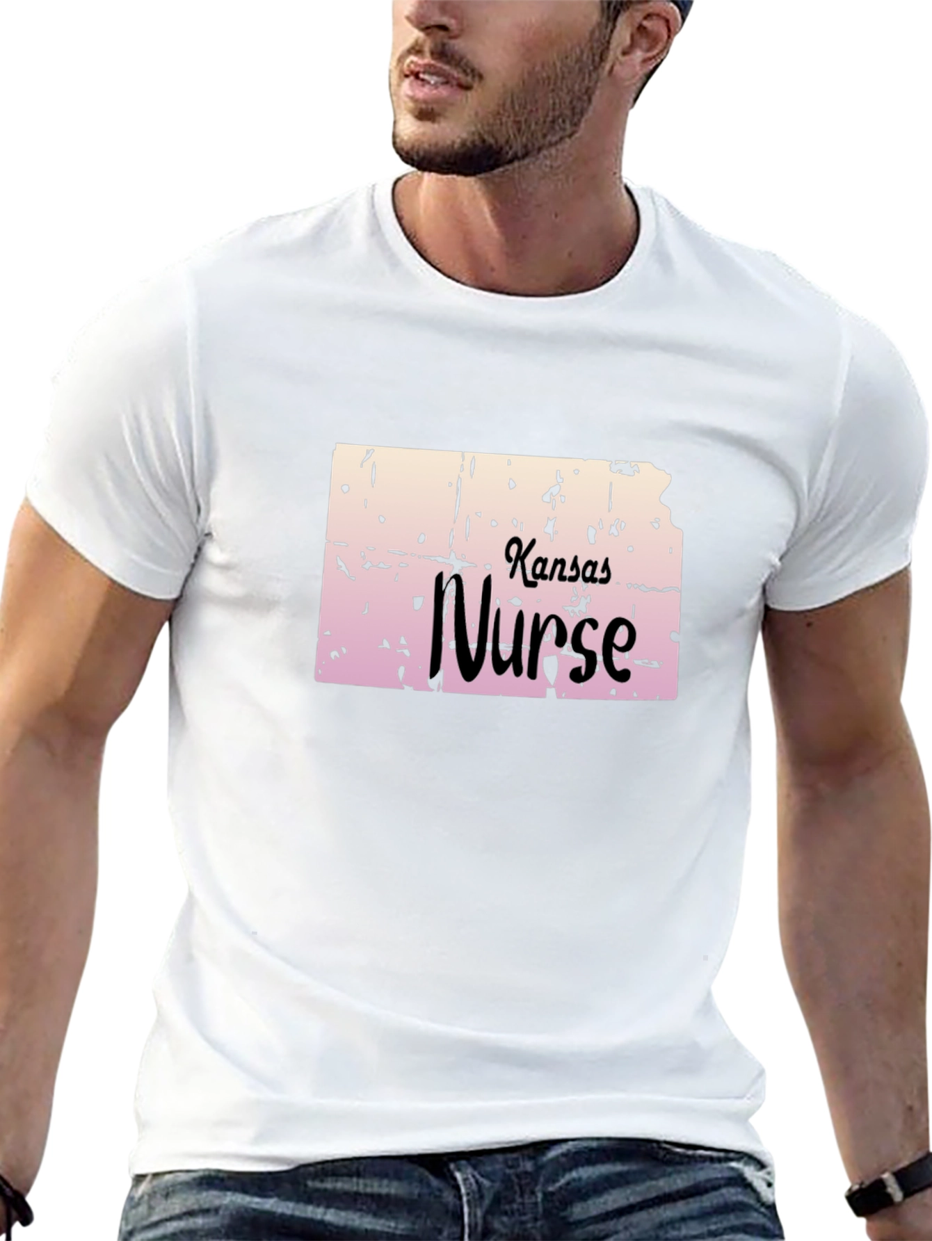 Kansas Nurse Graphic Tee - Black Cotton T-Shirt