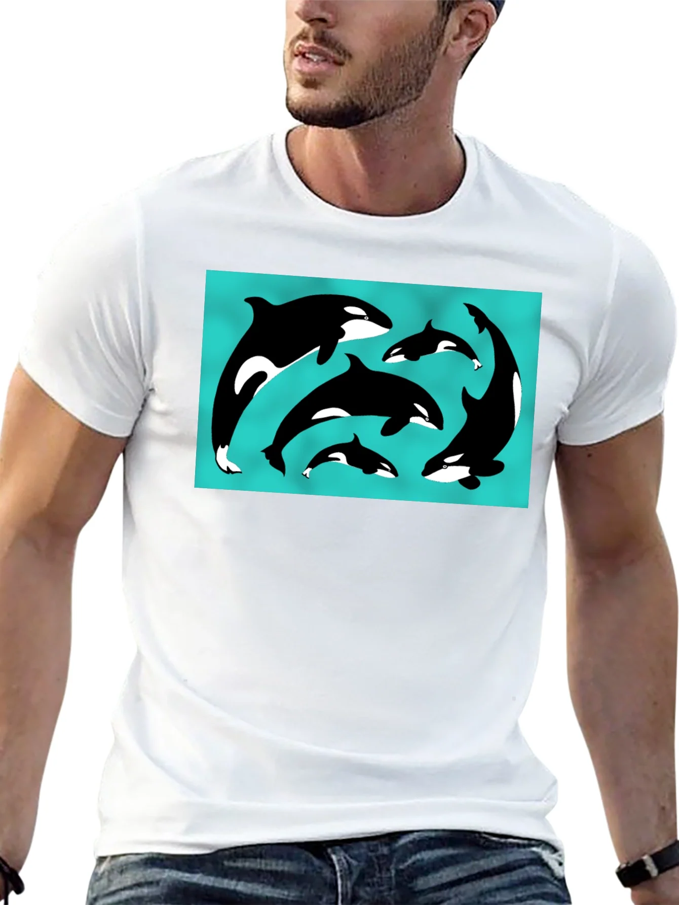 Orca Pod Graphic Tee - Black Cotton T-Shirt