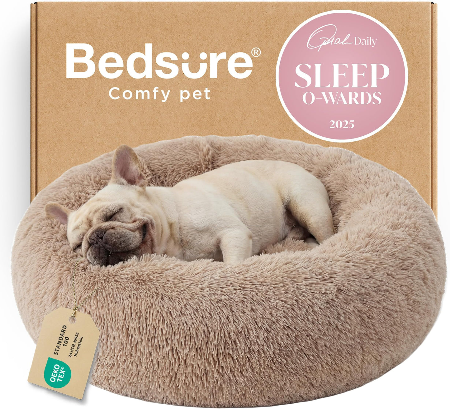 Bedsure Calming Dog Bed Medium Size Dog - Donut Wa - Latest Style