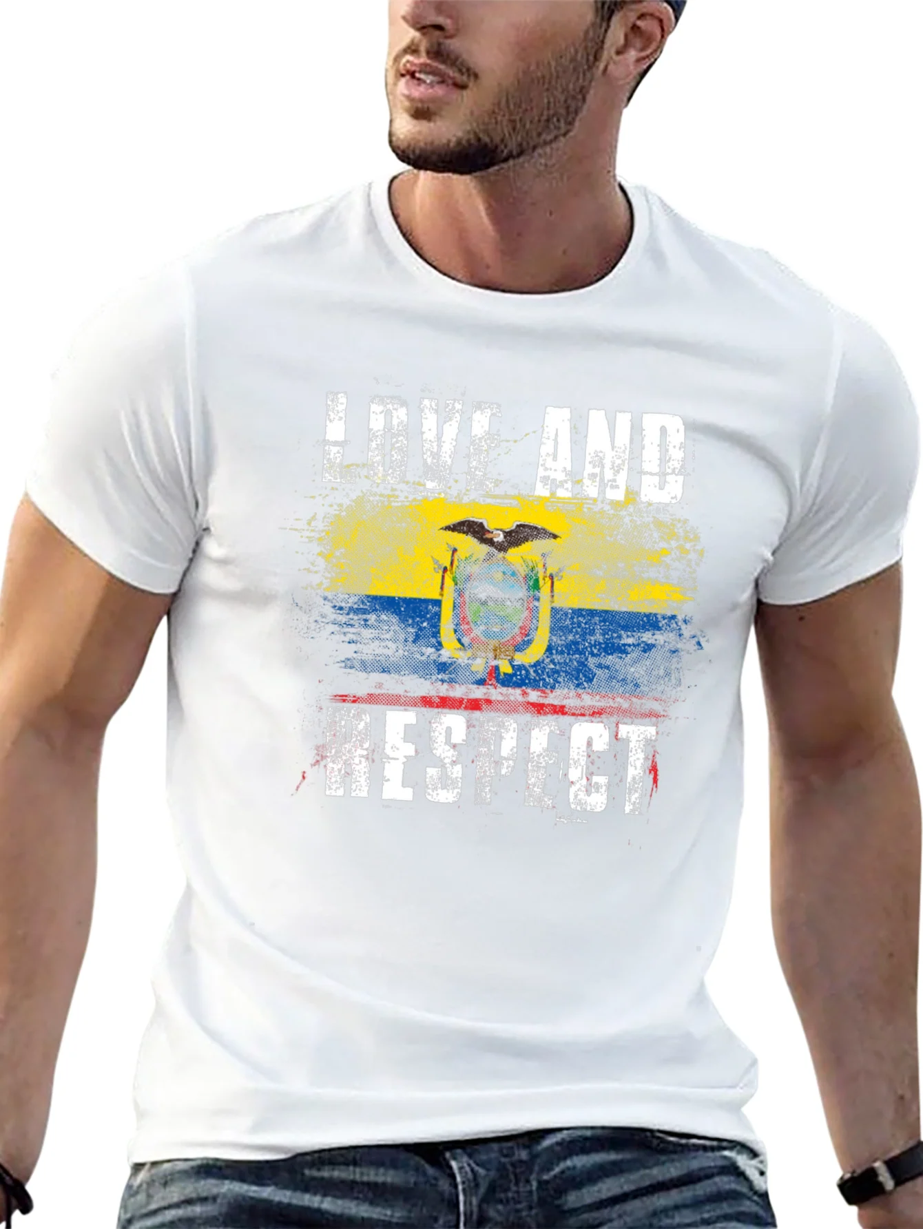 Ecuador Love and Respect Flag Graphic T-Shirt