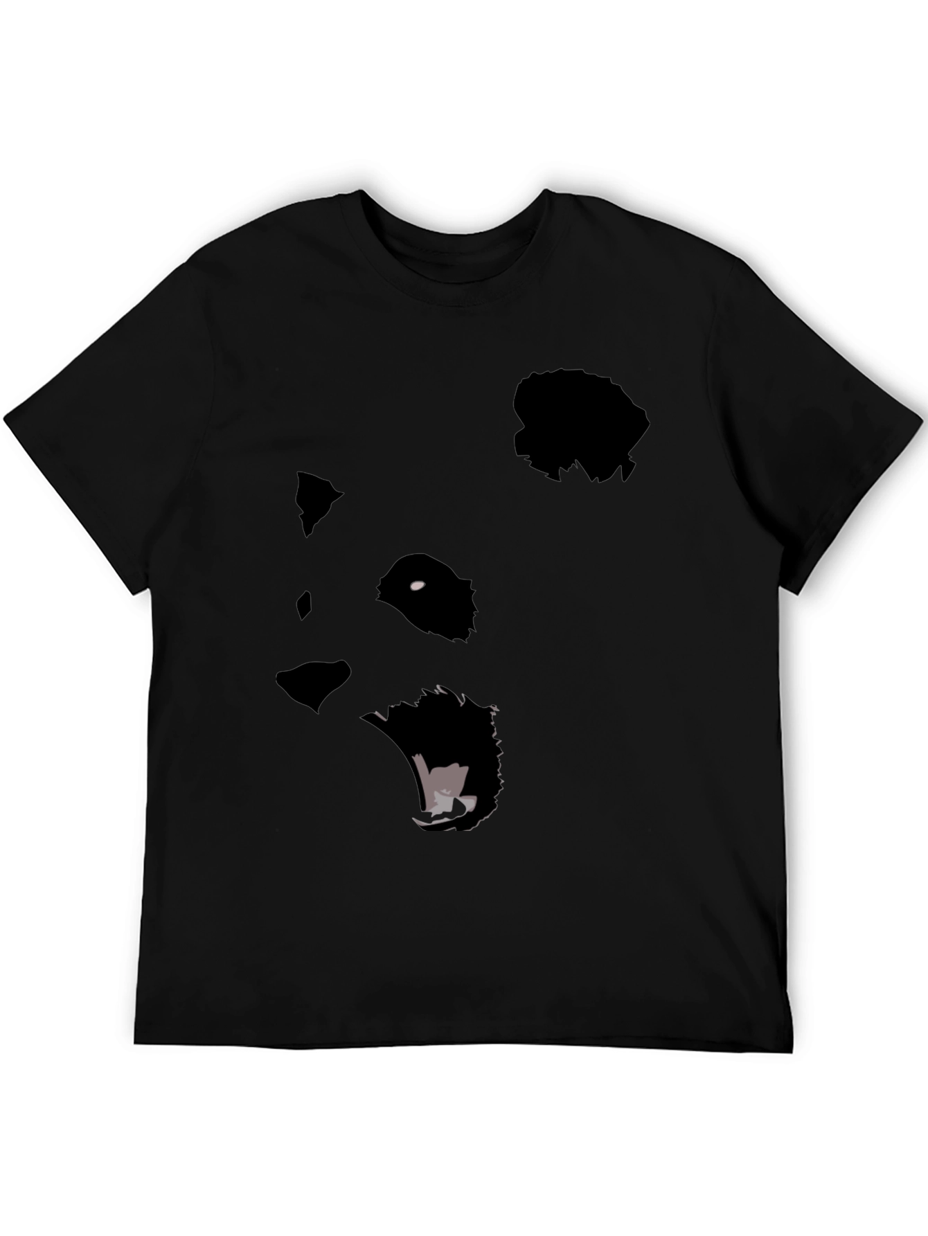 Panda Face Graphic Print Black T-Shirt