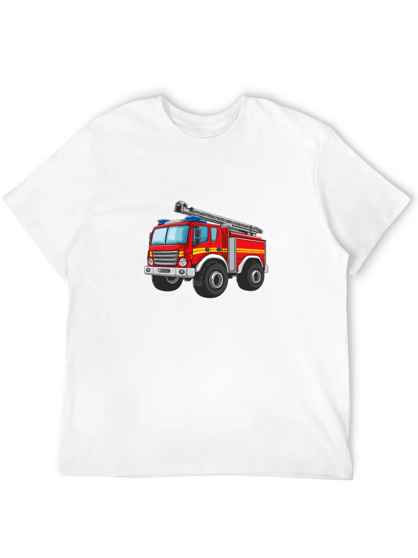 Fire Truck Graphic Tee - Black Cotton T-Shirt