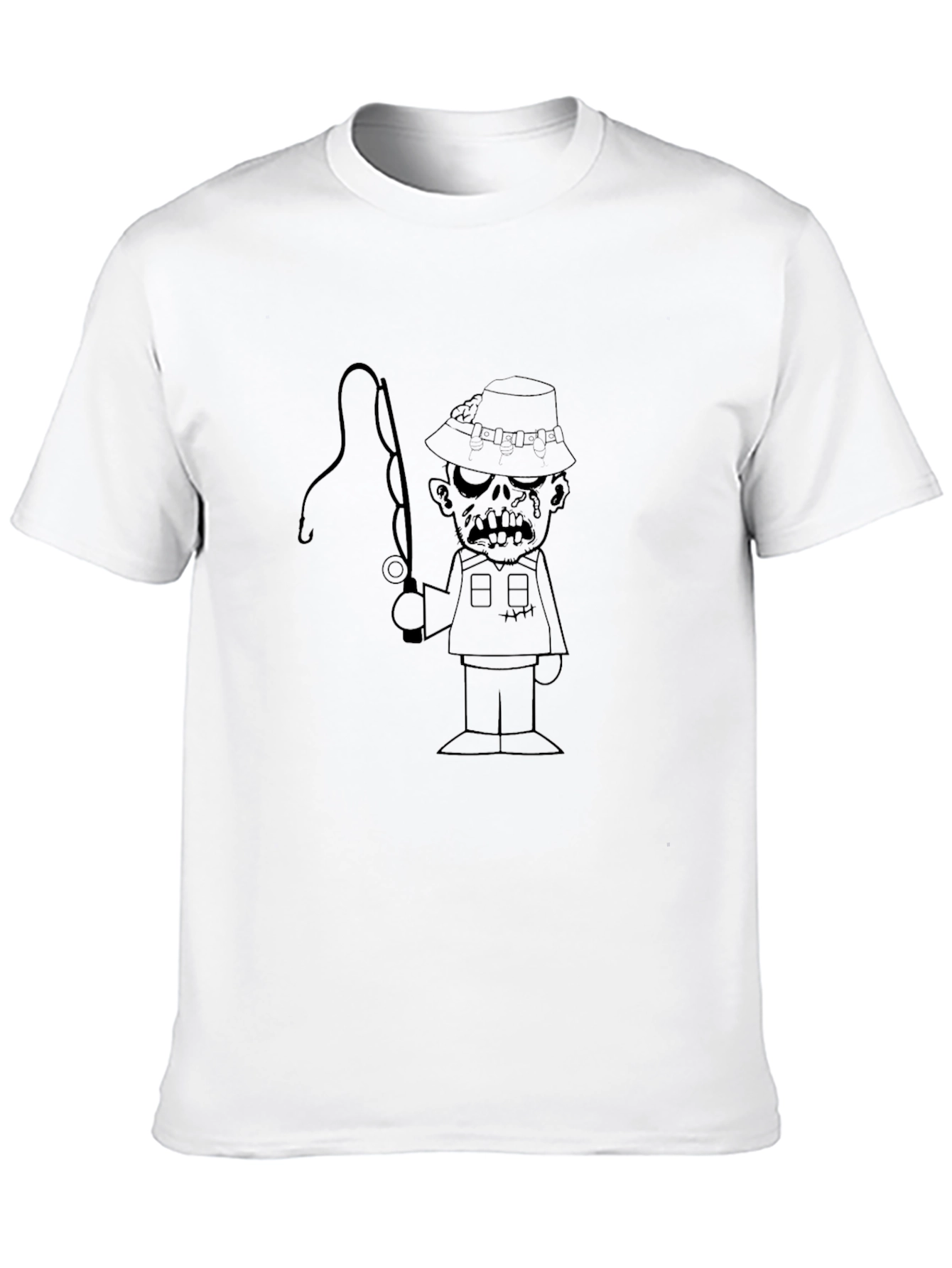 Zombie Fisherman Graphic Tee - Black Cotton Shirt