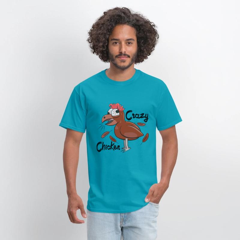 Crazy Shocked Farm Chicken Funny Cartoon Brown