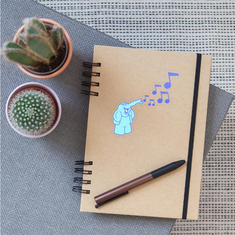 Cute Elephant Music Notes Toot Trunk Trumpet Comic