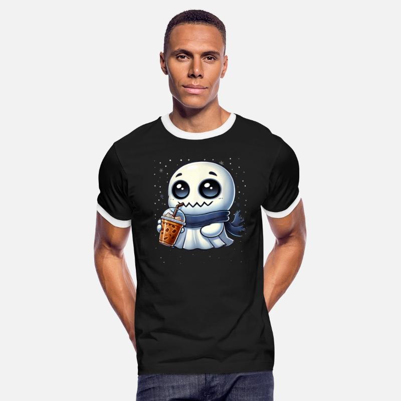 Cute Ghost Drinking Coffee Halloween Ghost Ice Cof