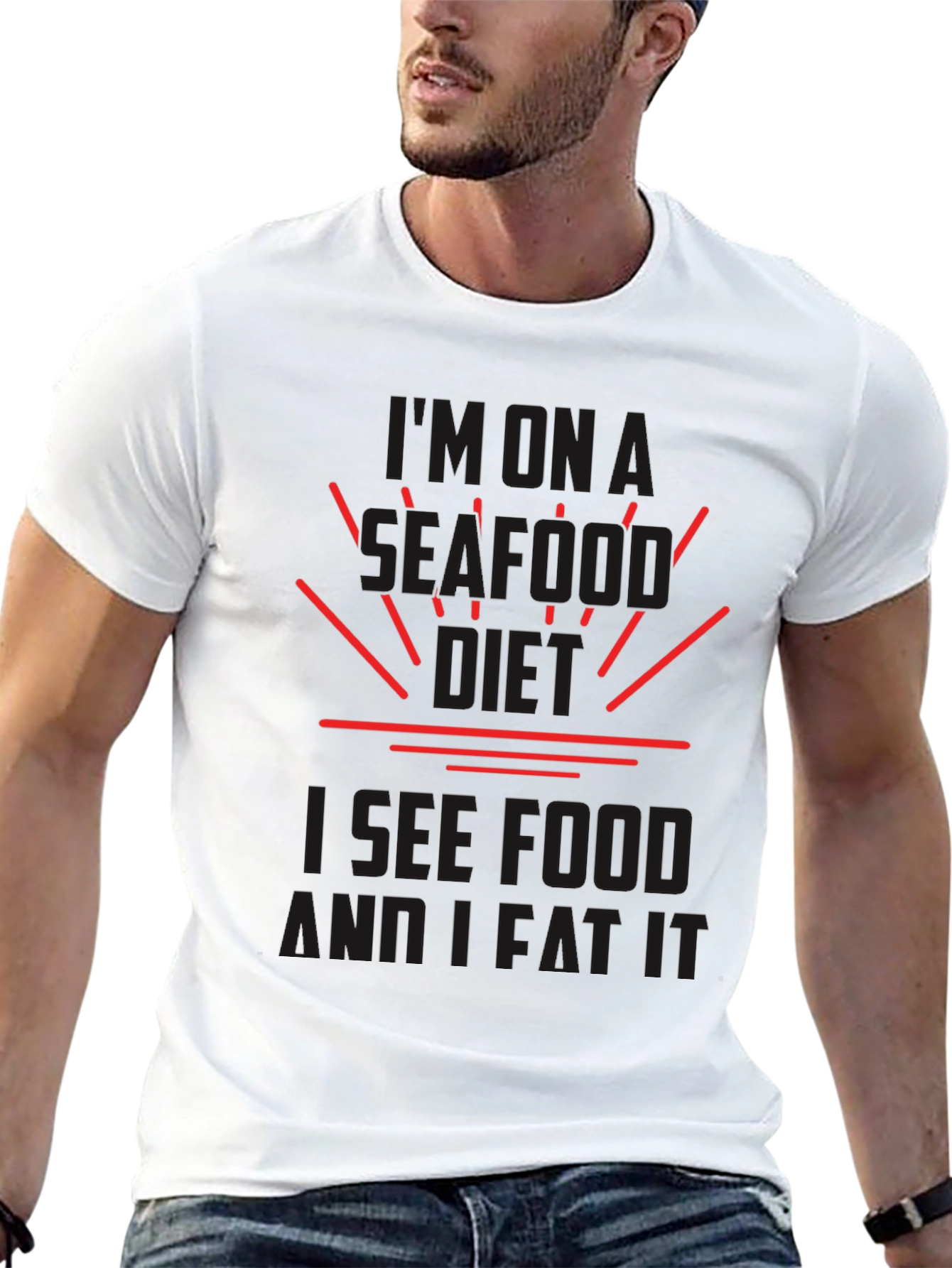 Seafood Diet Black T-Shirt