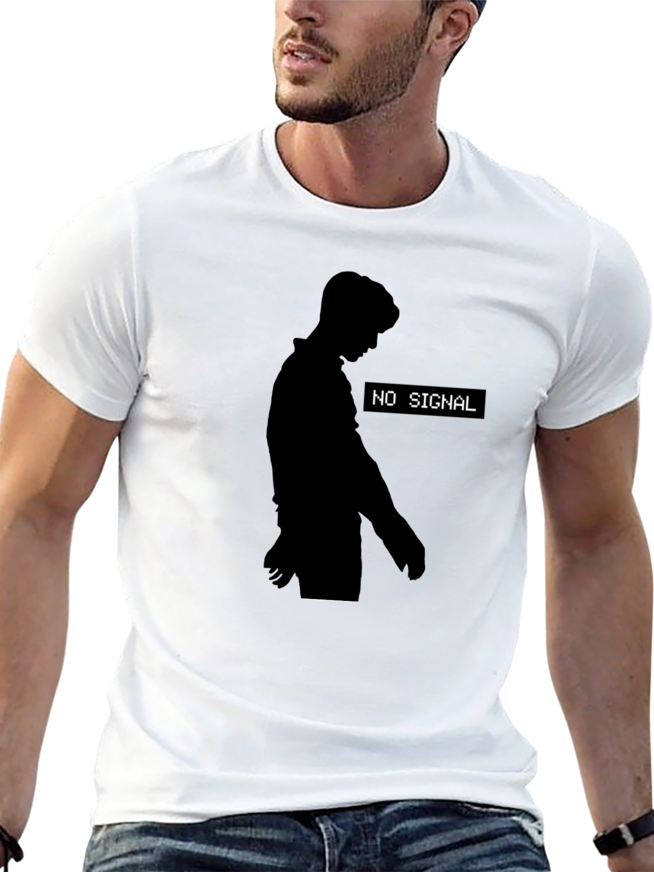 No Signal Silhouette Tee - Black Graphic T-Shirt