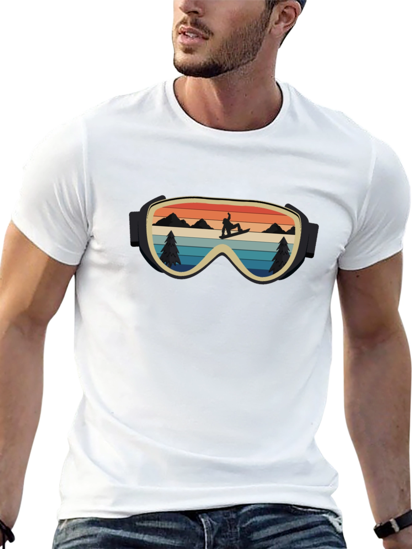 Retro Snowboarder Goggles Graphic Tee