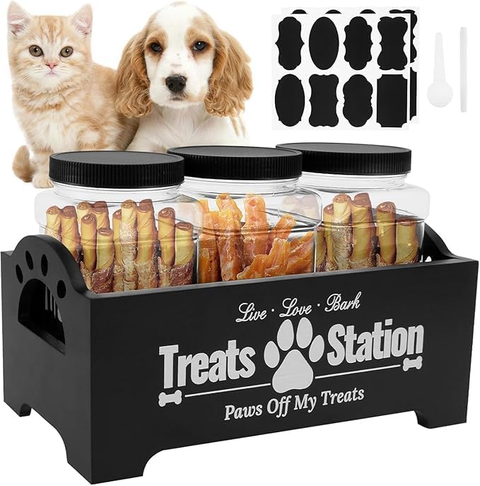 Dog Treat Container Set, Wood Pet Food Storage Con - Best Seller