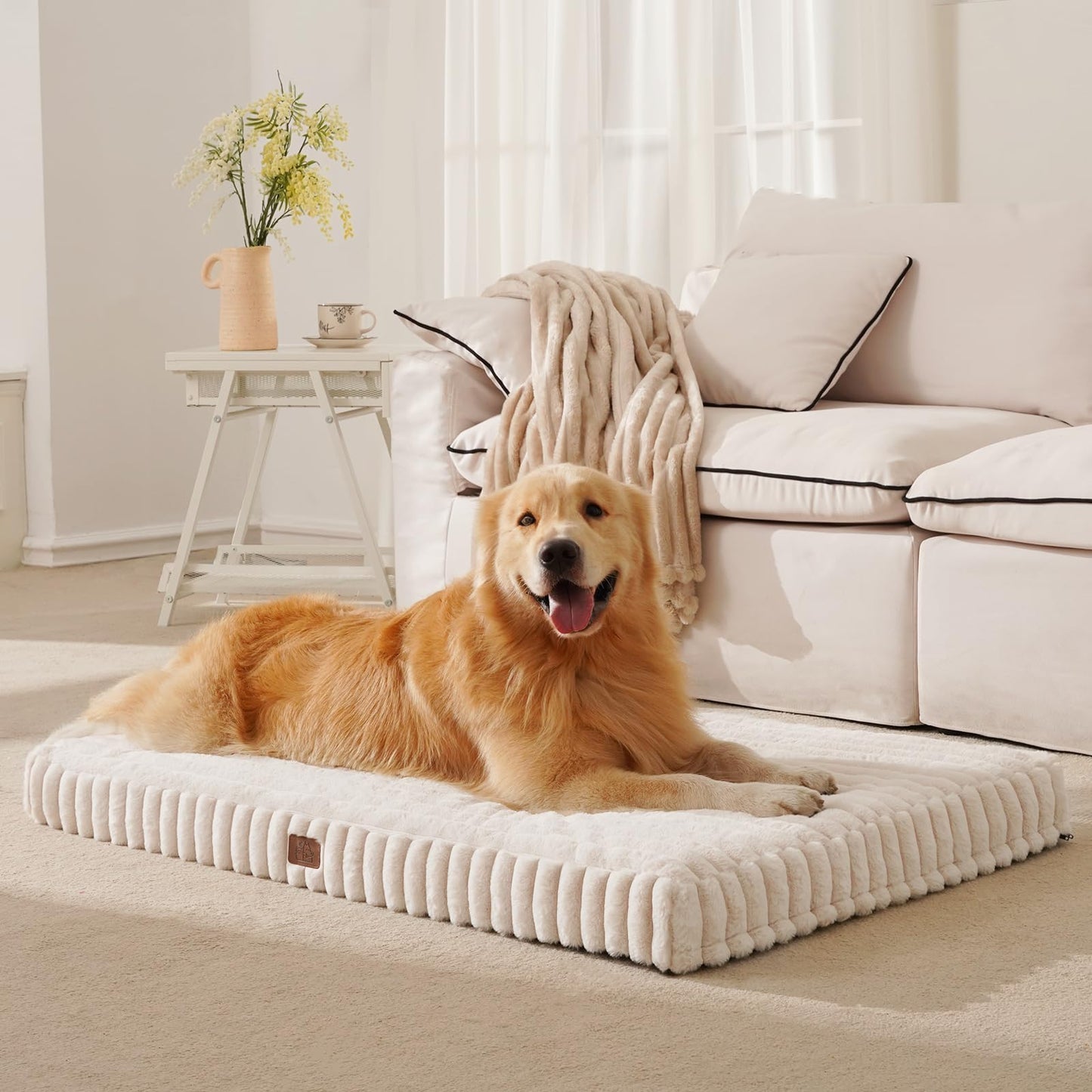 DOPEDIO Dog Bed Cream White L, Waterproof Removabl - Top Rated