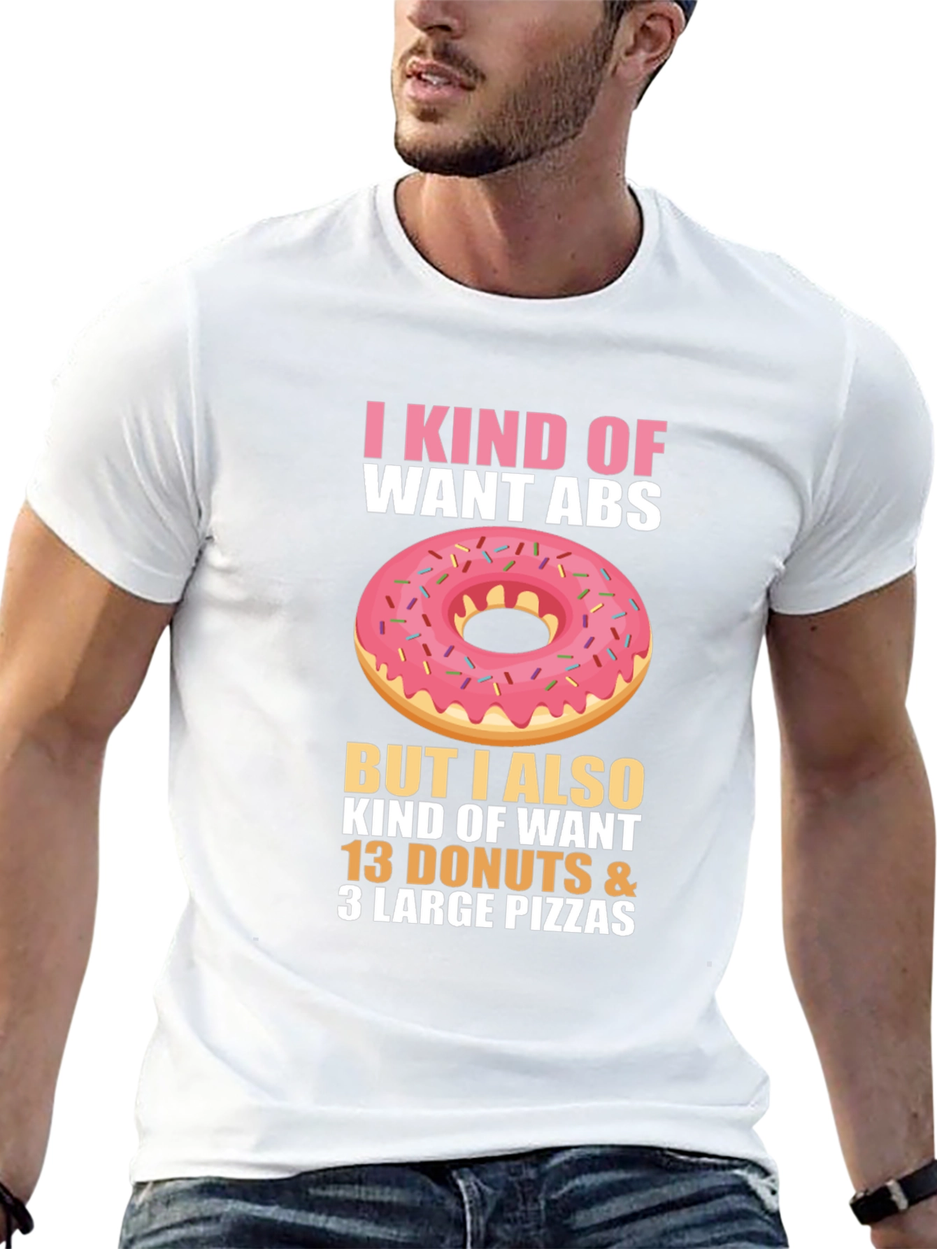 Funny Donut & Pizza Abs T-Shirt
