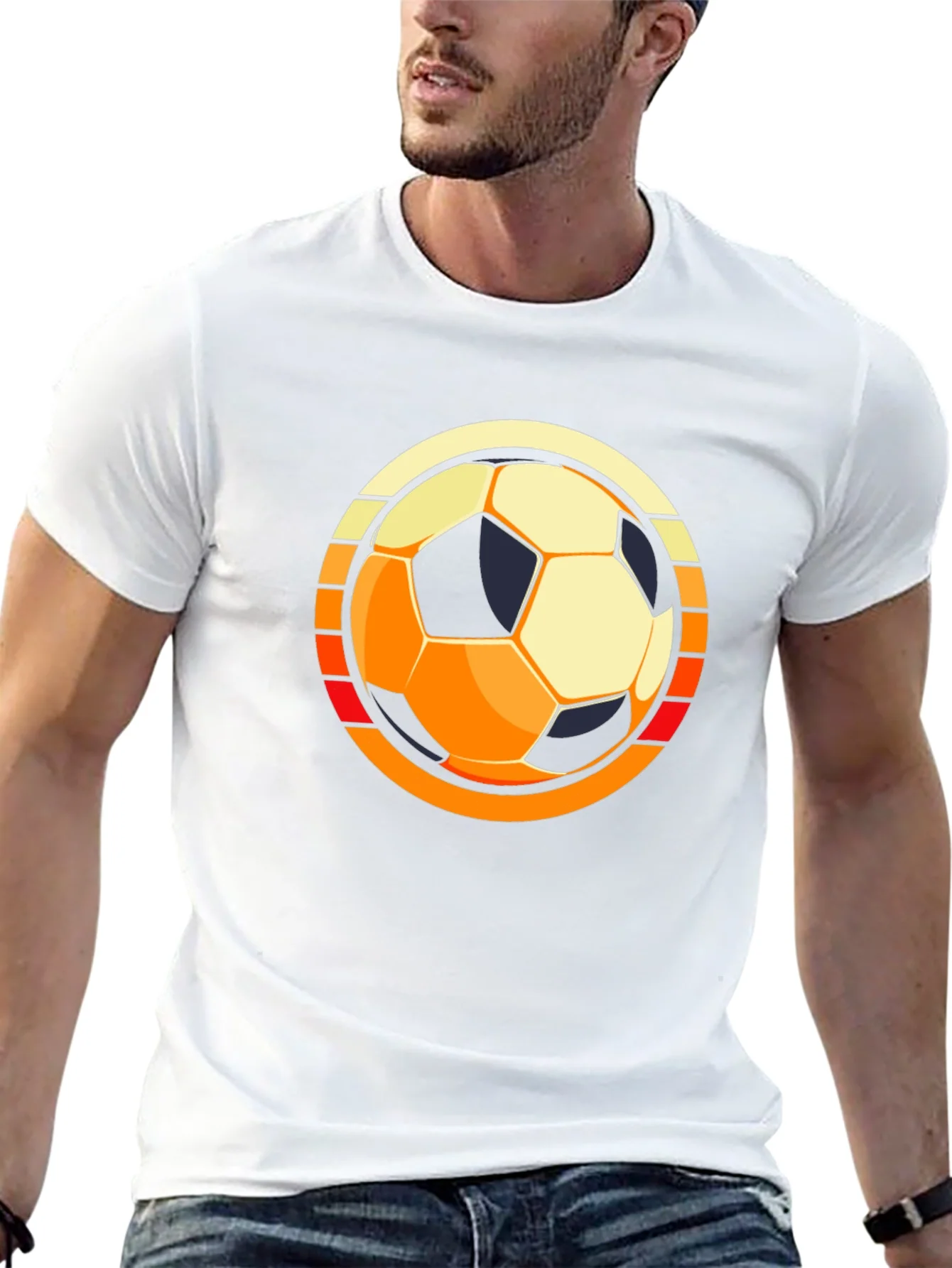 Retro Soccer Ball Graphic Tee - Black