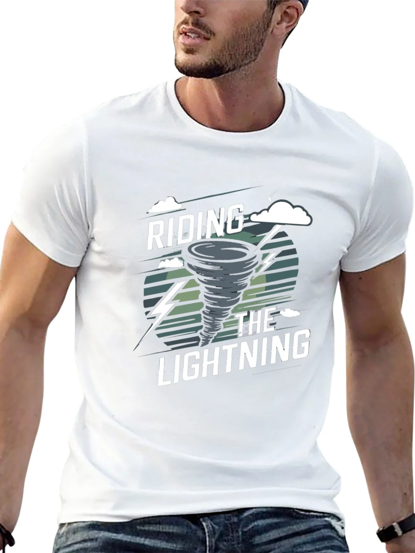 Riding the Lightning Black Graphic T-Shirt