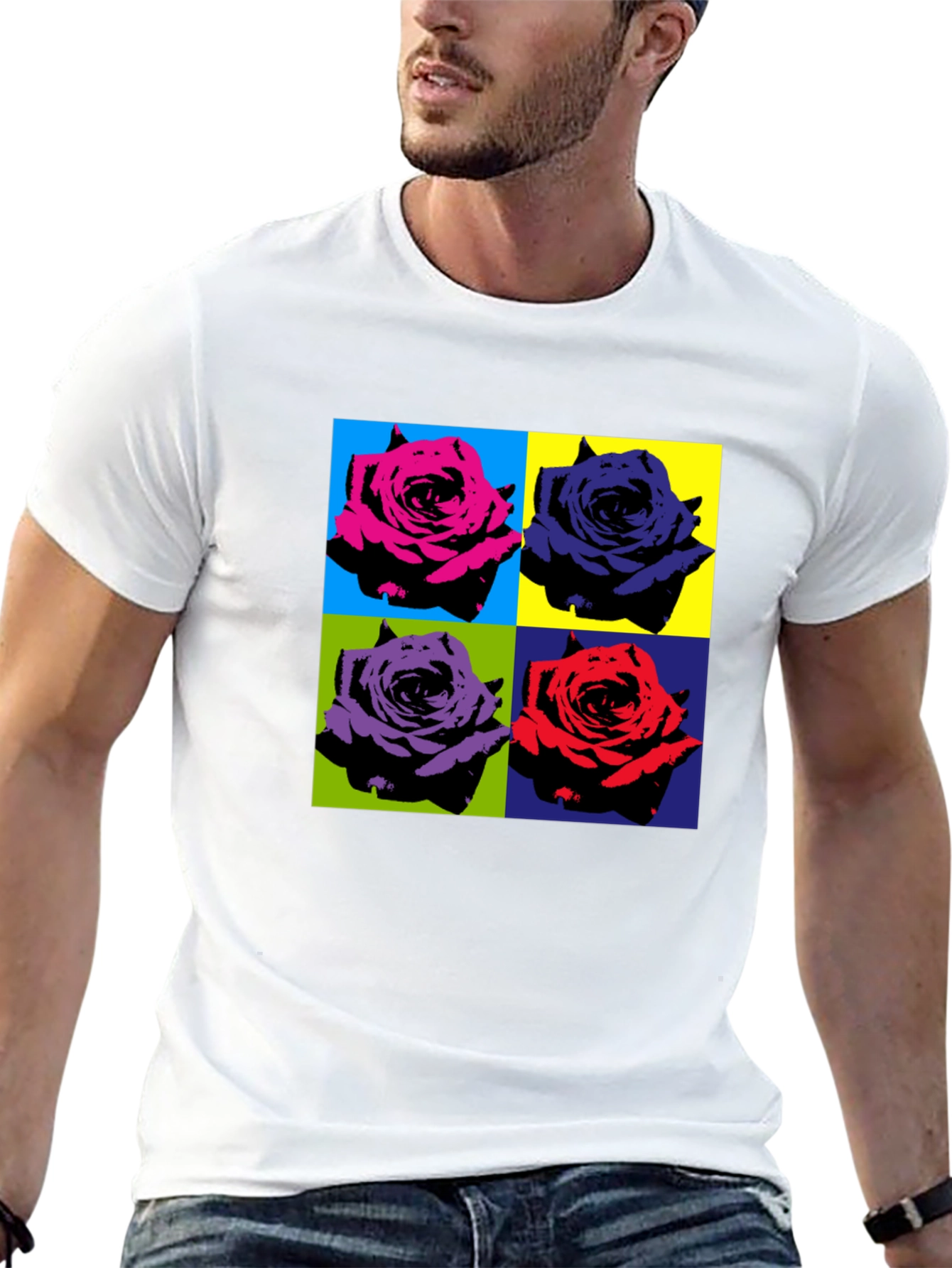 Pop Art Rose T-Shirt - Bold Floral Design