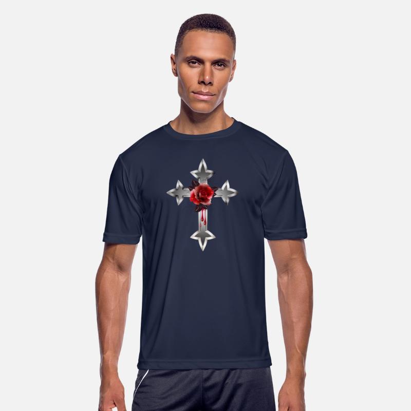 expressive gothic cross with red rose